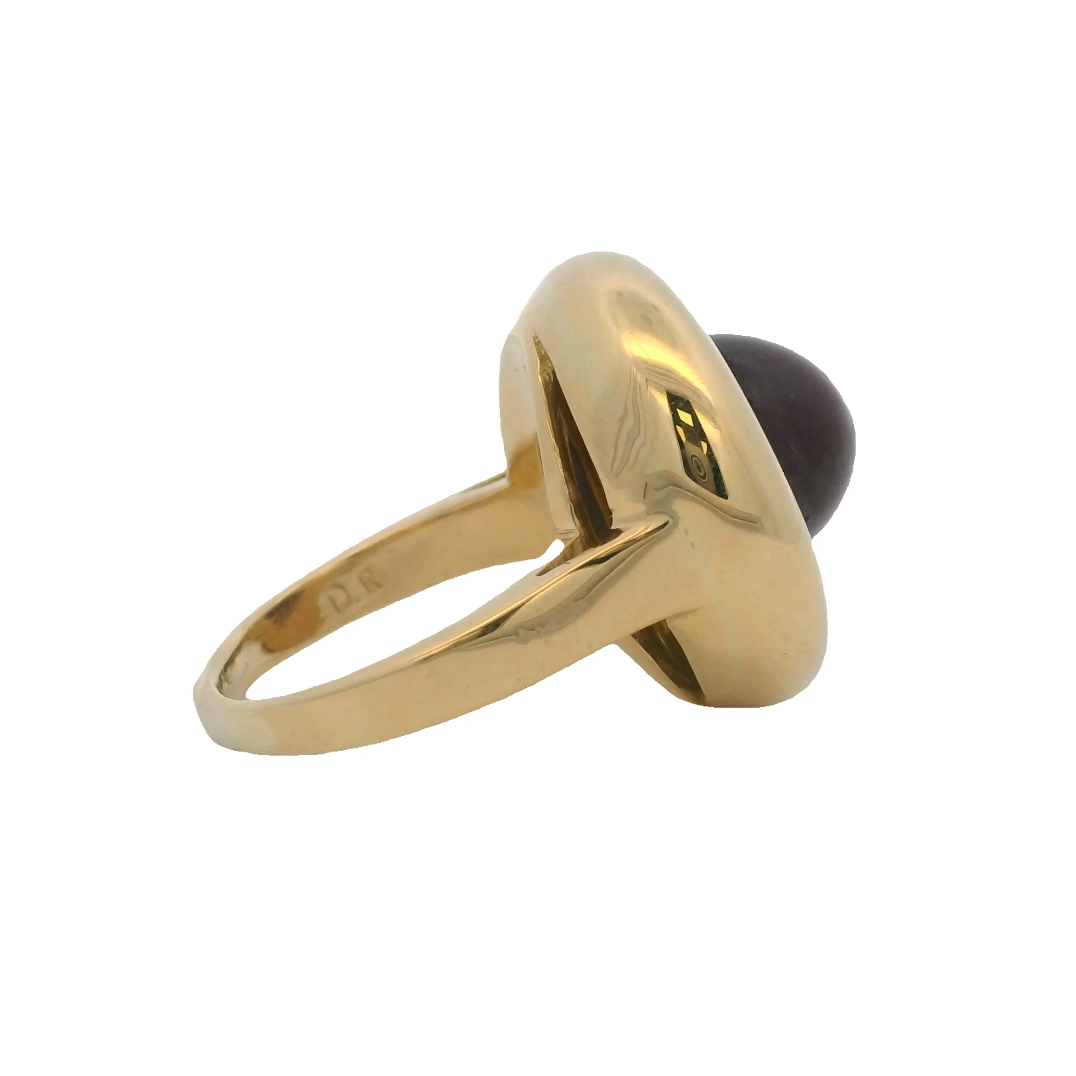 Vintage Denise Roberge Solid 18kt Yellow Gold and Cabochon Star Ruby Circle Cocktail Ring Size 6.25 - Image 3