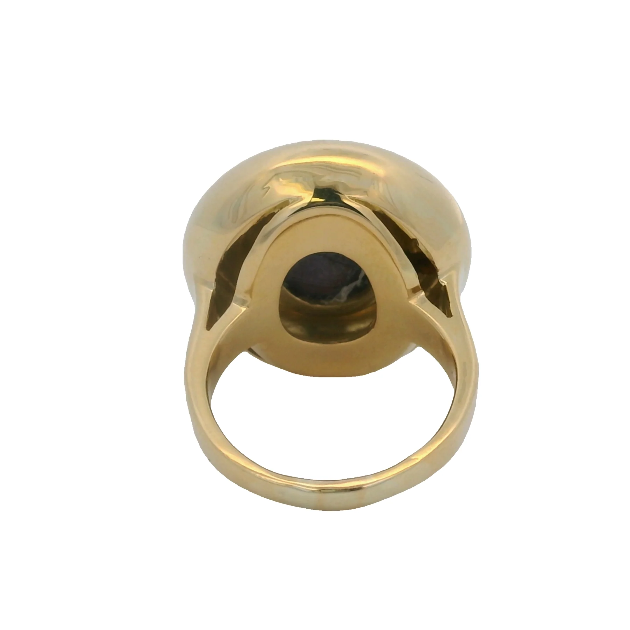 Vintage Denise Roberge Solid 18kt Yellow Gold and Cabochon Star Ruby Circle Cocktail Ring Size 6.25 - Image 4