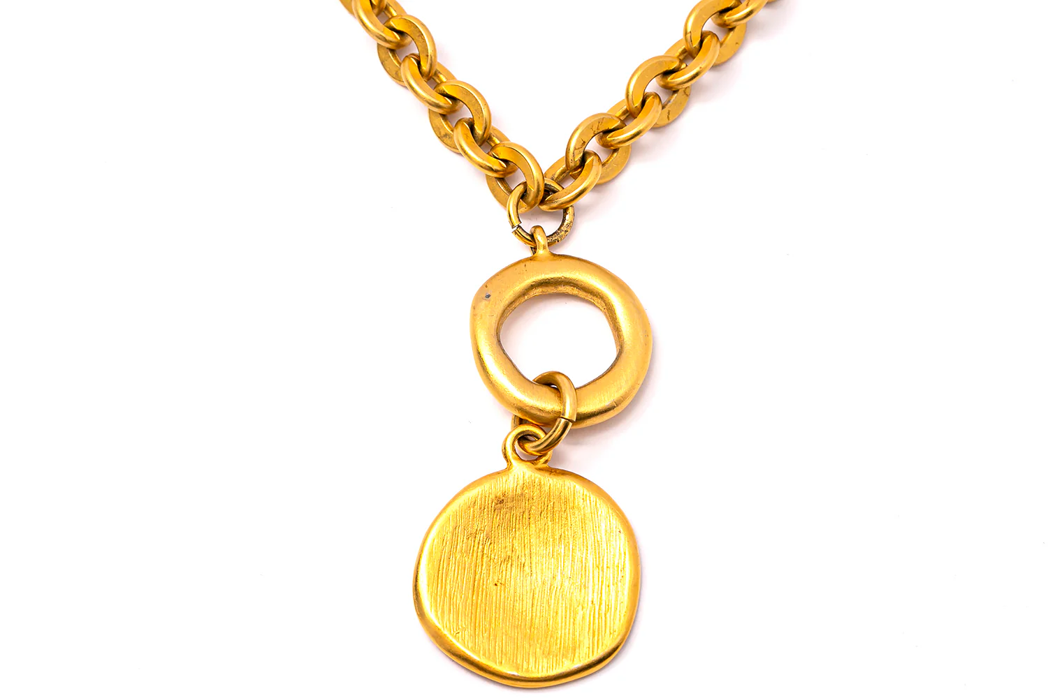 Vintage Givenchy Logo Matte Anchor Link 2 Strand Chain Gold Tone 16.5" Necklace - Image 2