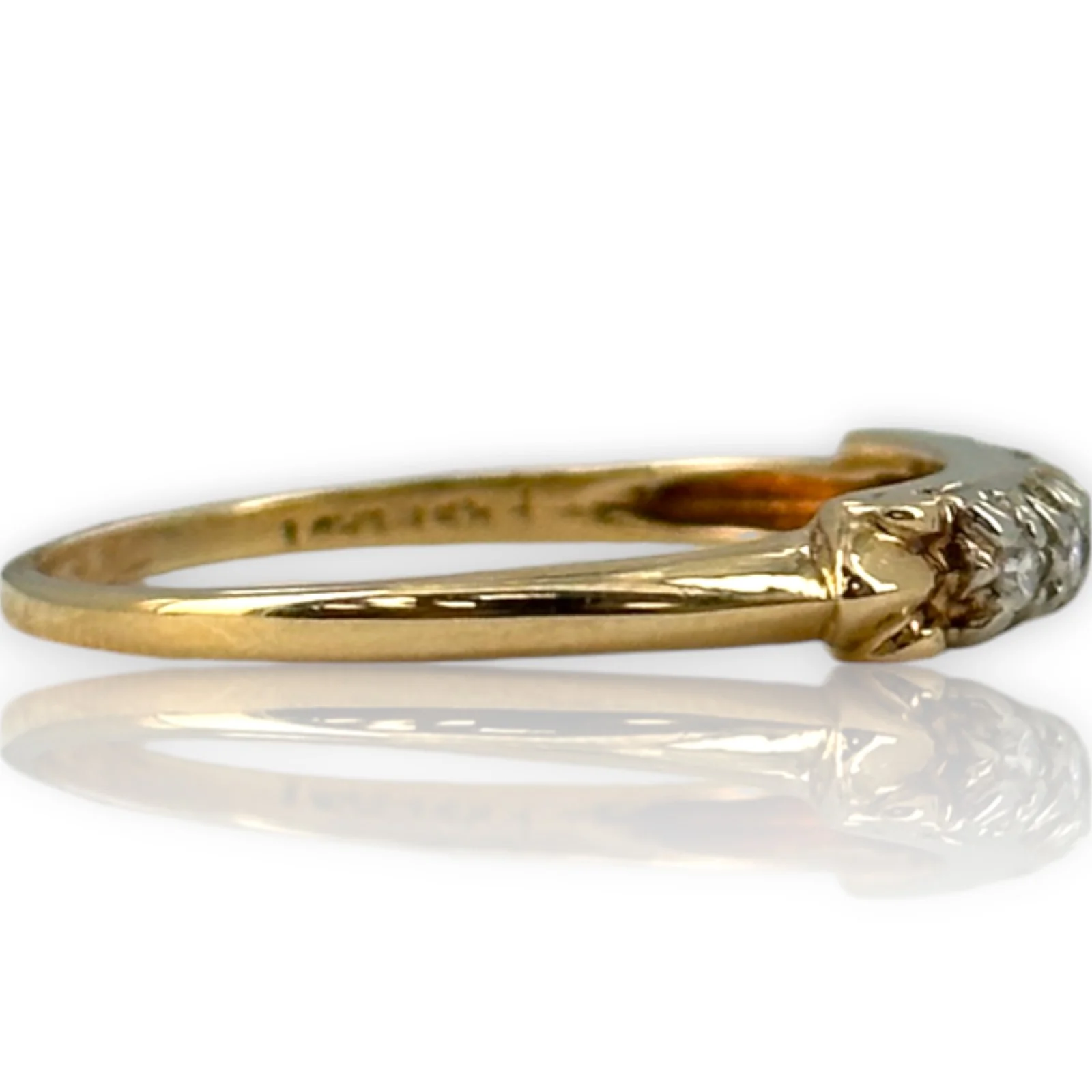 Vintage Granat Bros 1950s "First Lady" Collection 14kt Yellow Gold 5-Stone Diamond Wedding Accent Band Ring Size 8.5 - Image 3