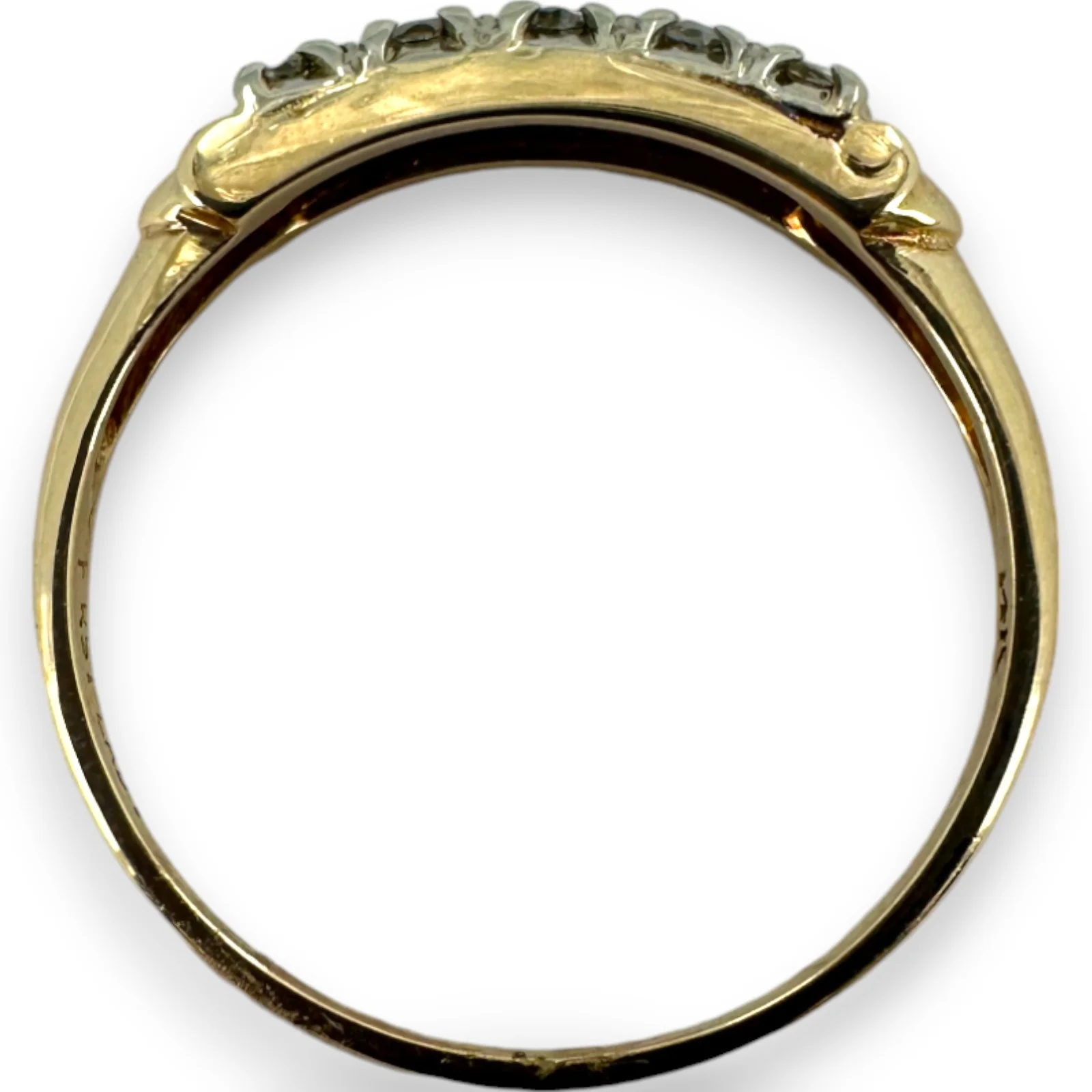 Vintage Granat Bros 1950s "First Lady" Collection 14kt Yellow Gold 5-Stone Diamond Wedding Accent Band Ring Size 8.5 - Image 5