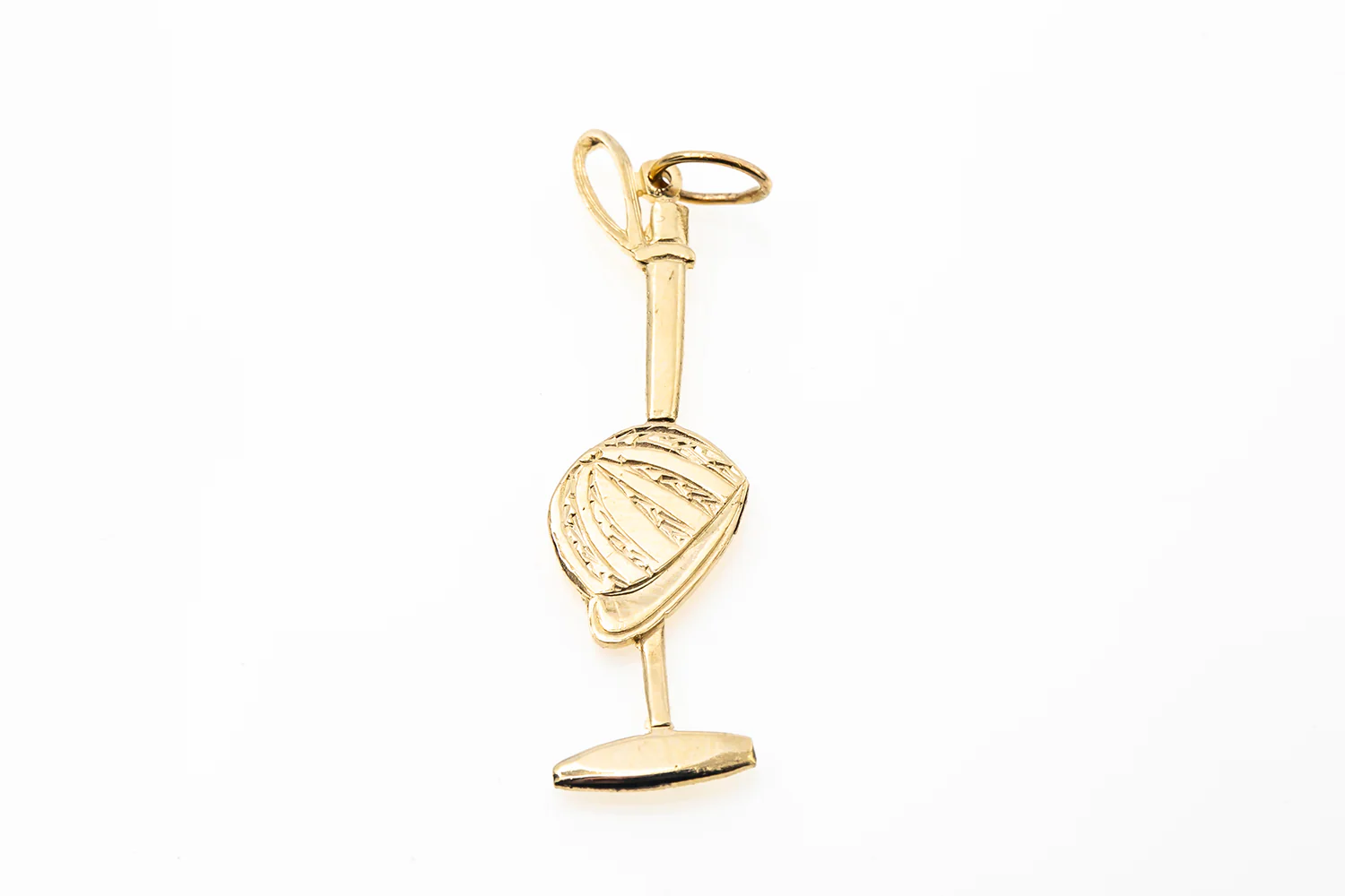 Vintage Horse Polo Sport Helmet & Club 14k 585 Yellow Gold Charm Pendant