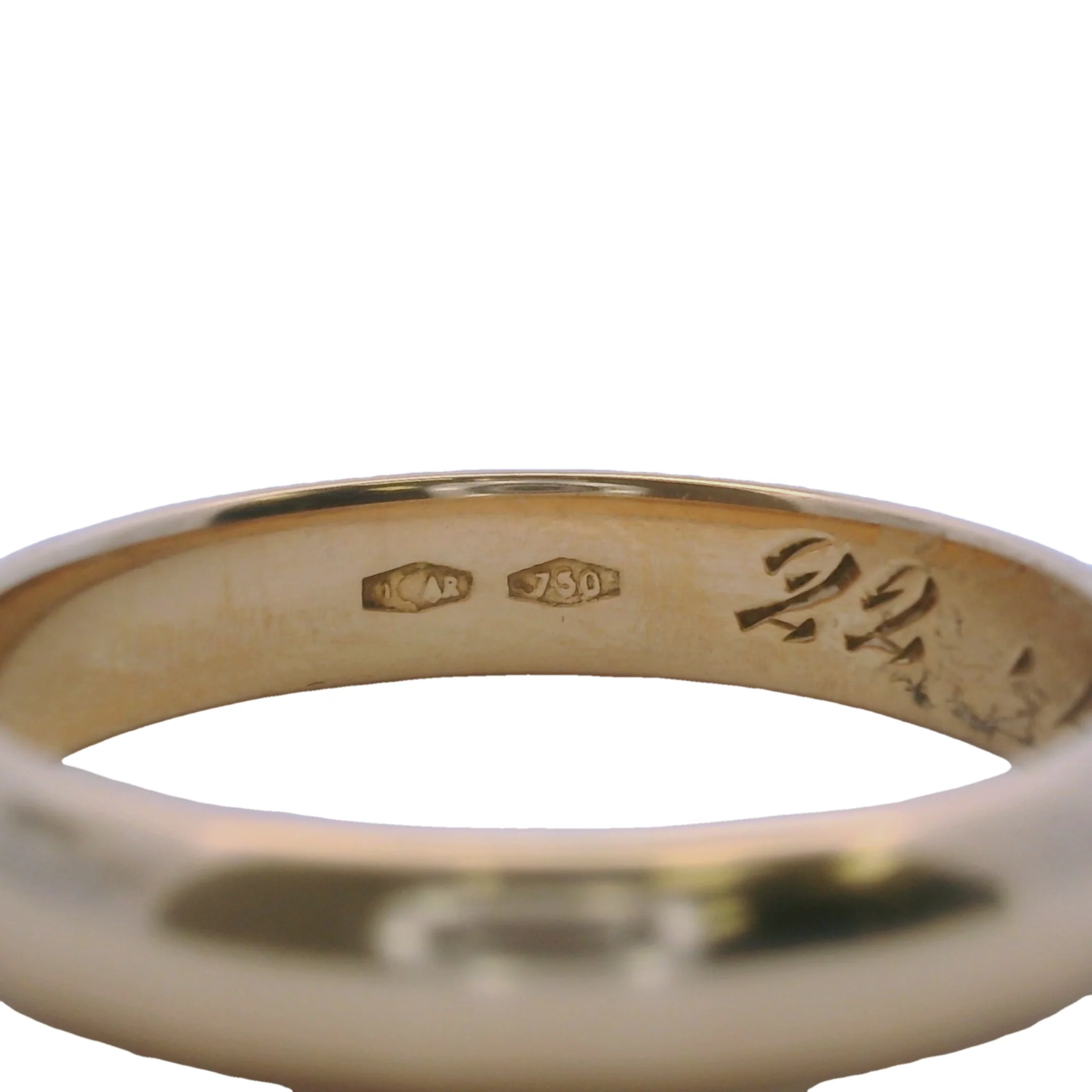 Vintage Italian 1970s 4mm Solid 18kt Rose Gold D-Shape Band with "22/4/1970" Inscription Size 8.25 - Image 5