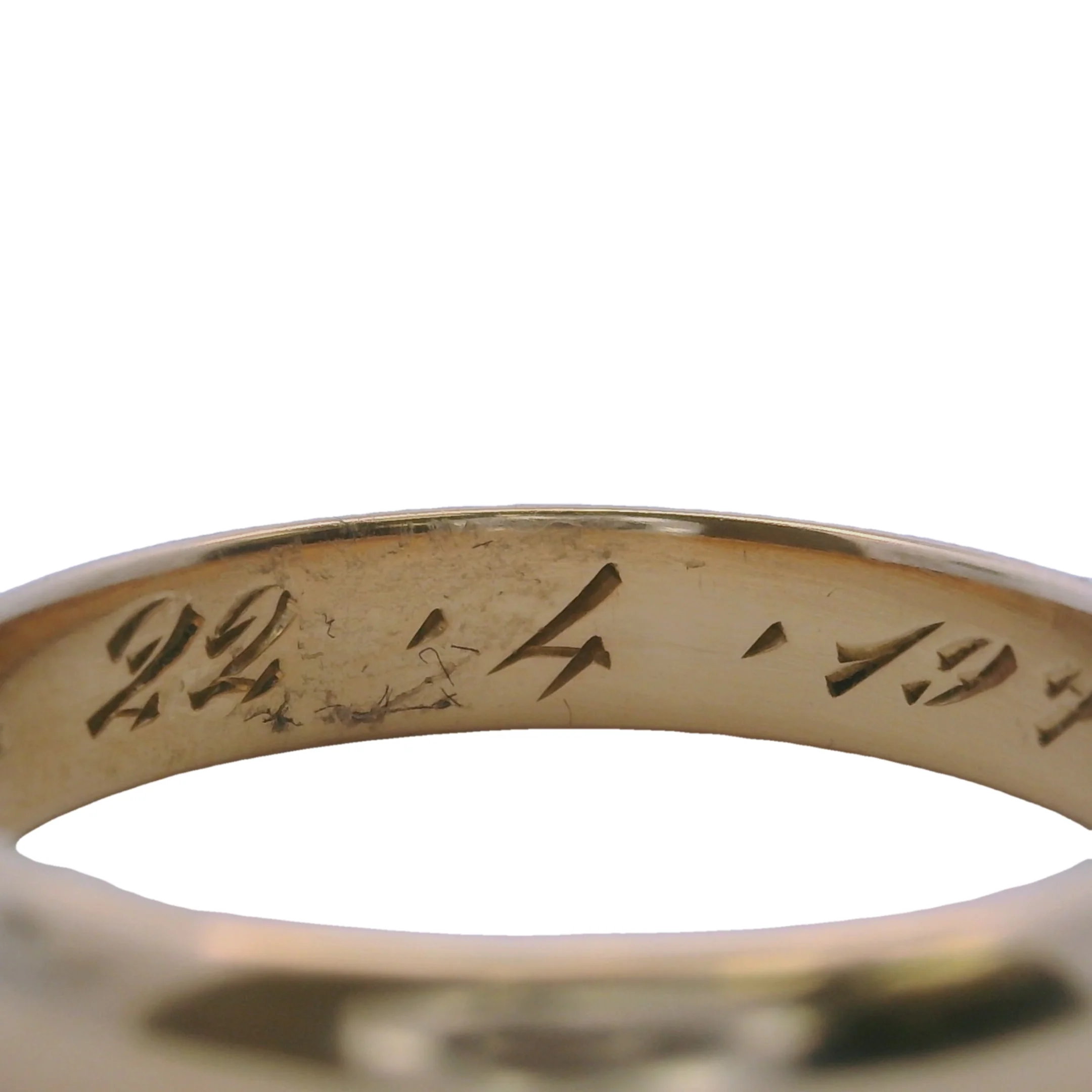 Vintage Italian 1970s 4mm Solid 18kt Rose Gold D-Shape Band with "22/4/1970" Inscription Size 8.25 - Image 6