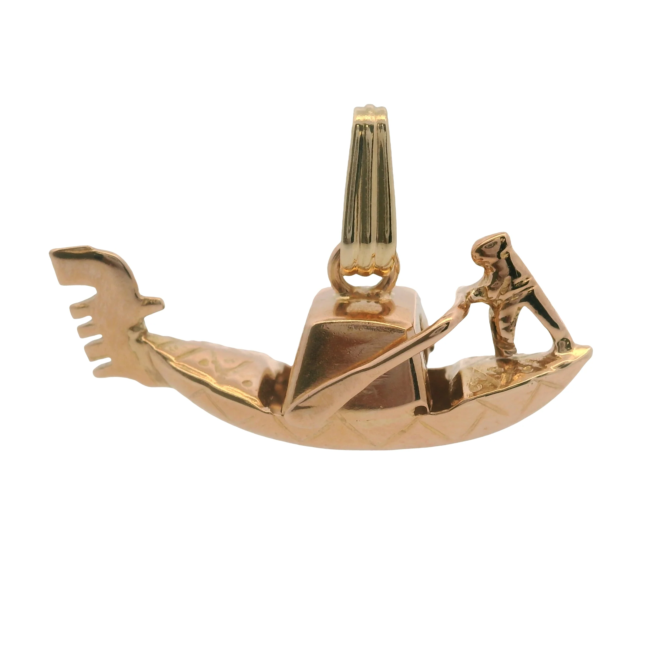 Vintage Italian Solid 14kt Rose Gold Venetian Gondola Boat Charm - Image 2