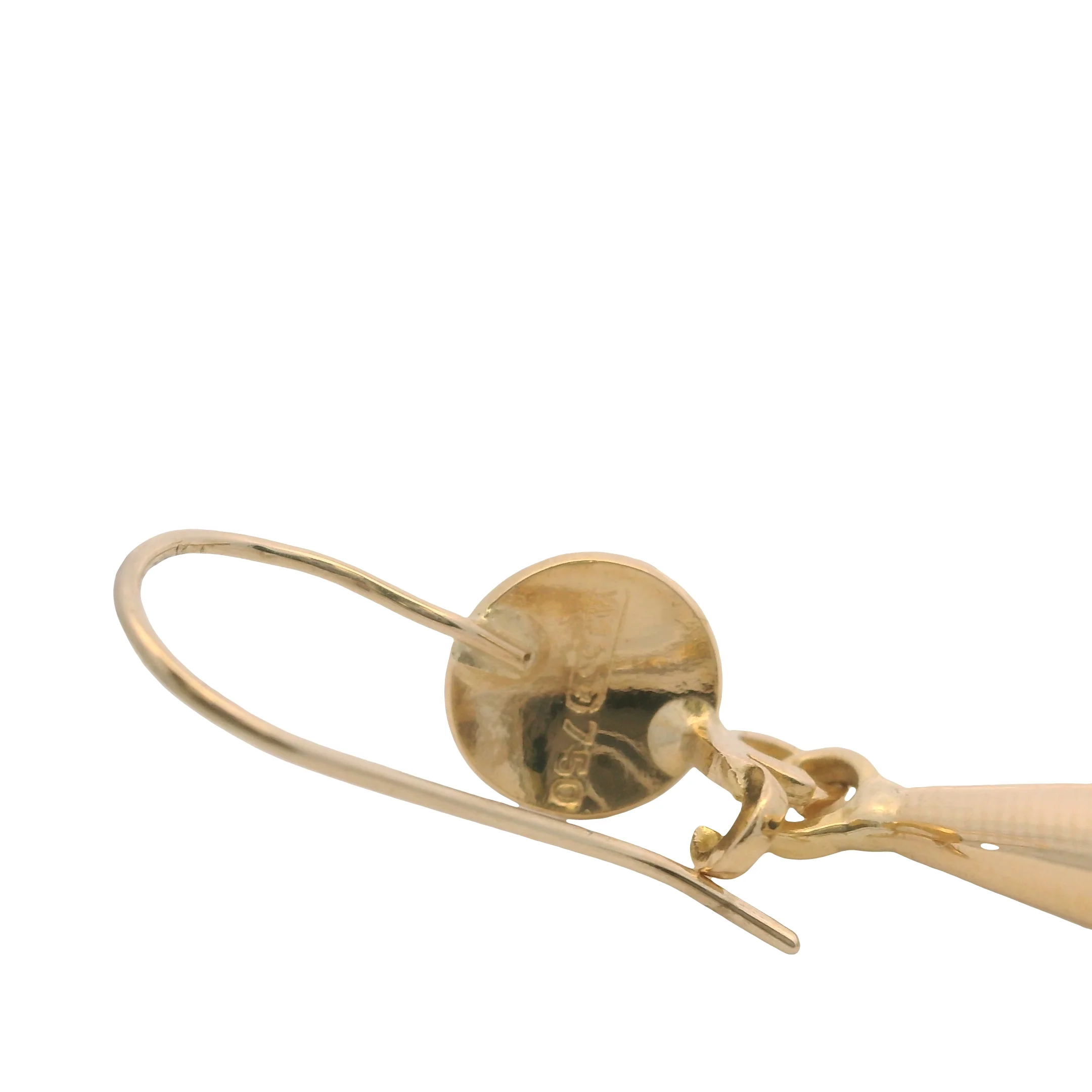 Vintage Italian Solid 18kt Yellow Gold Torpedo Drop Dangle 2.1" Long Hook Earrings - Image 3