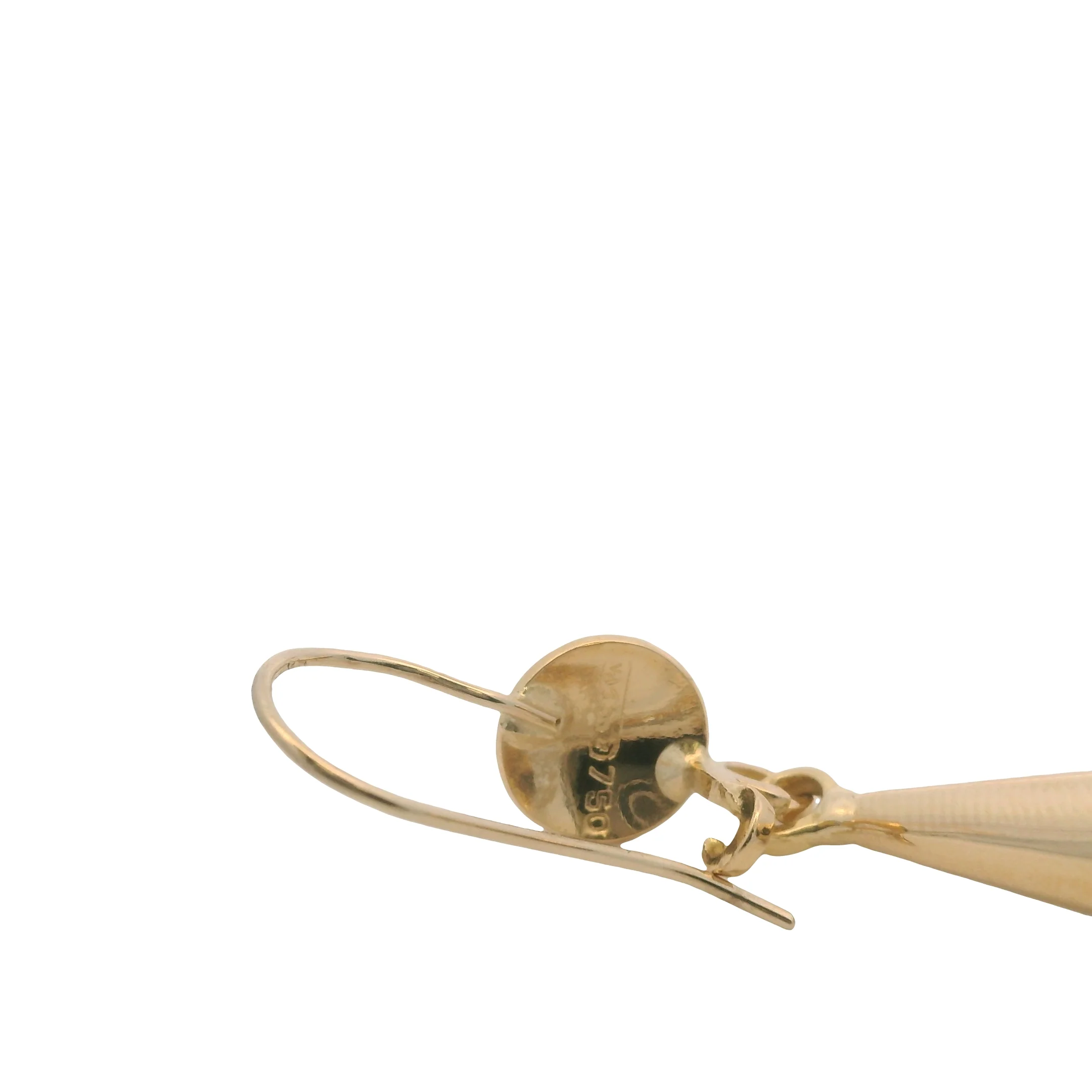 Vintage Italian Solid 18kt Yellow Gold Torpedo Drop Dangle 2.1" Long Hook Earrings - Image 5