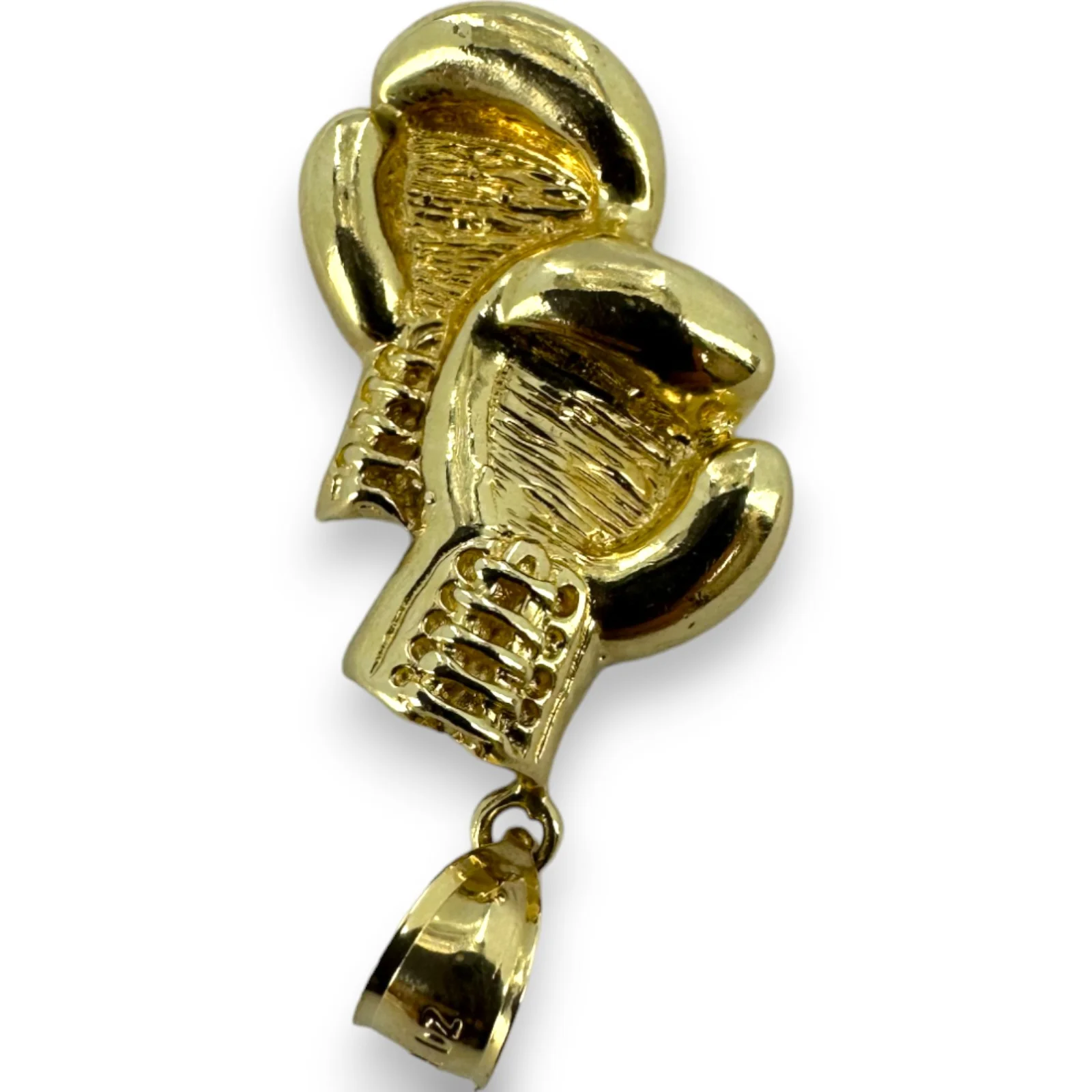 Vintage KDZ Jewelers Solid 14kt Yellow Gold Boxing Gloves Charm Pendant - Image 2