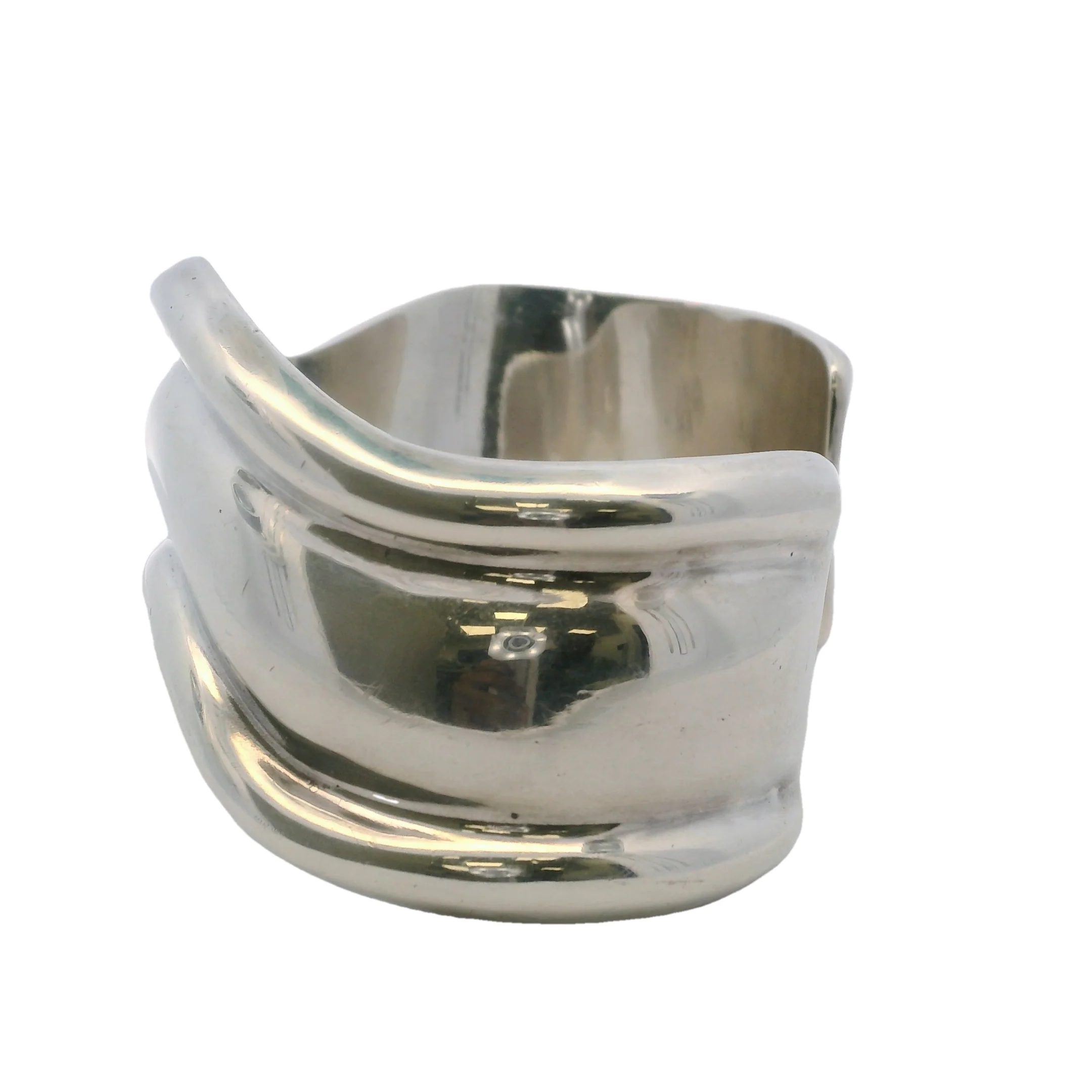 Vintage Los Ballesteros Mexican 925 Sterling Silver Wavy 3 Layer Cuff Bracelet - Image 5