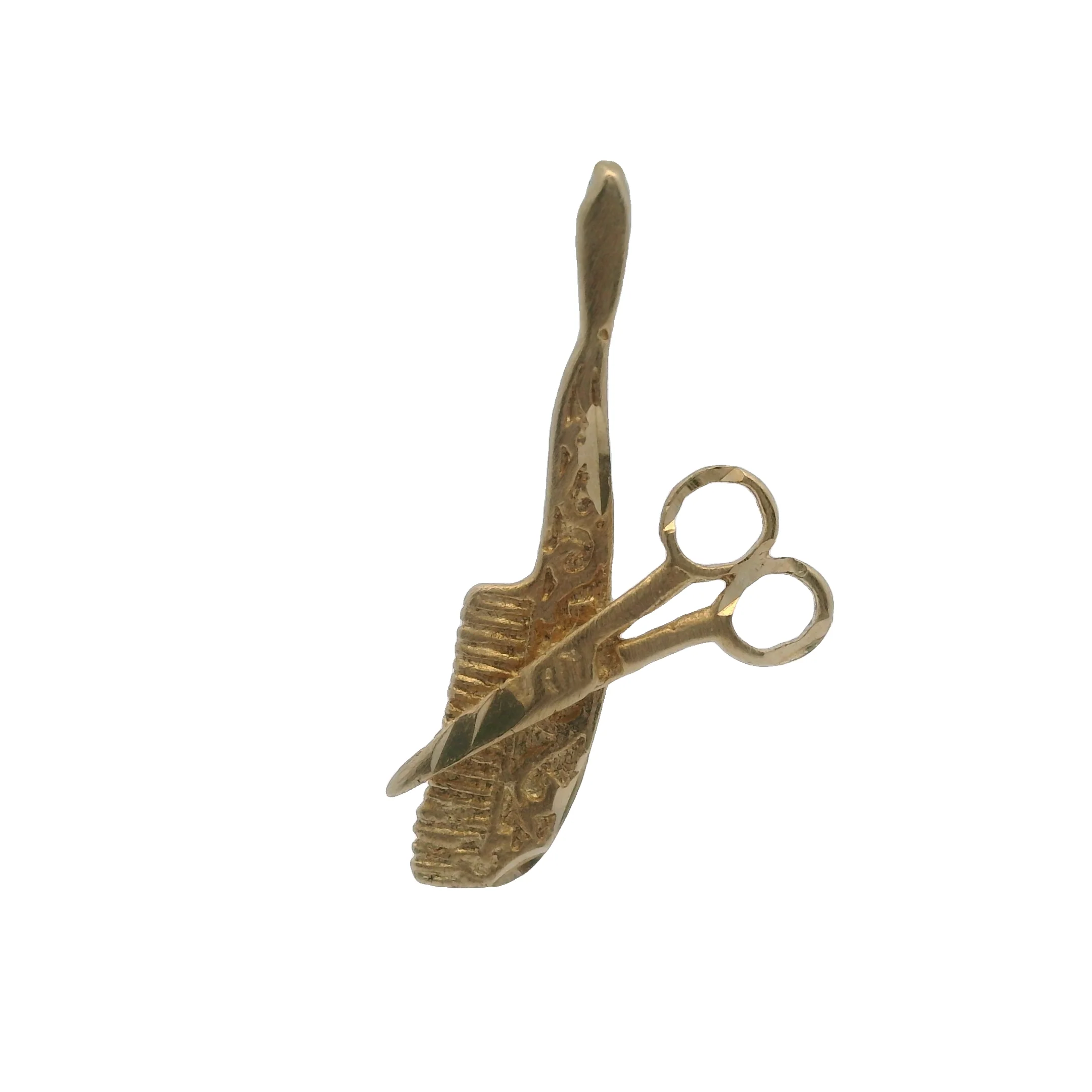 Vintage Michael Anthony 14kt Yellow Gold Comb and Scissors Hairdresser Charm Pendant - Image 3
