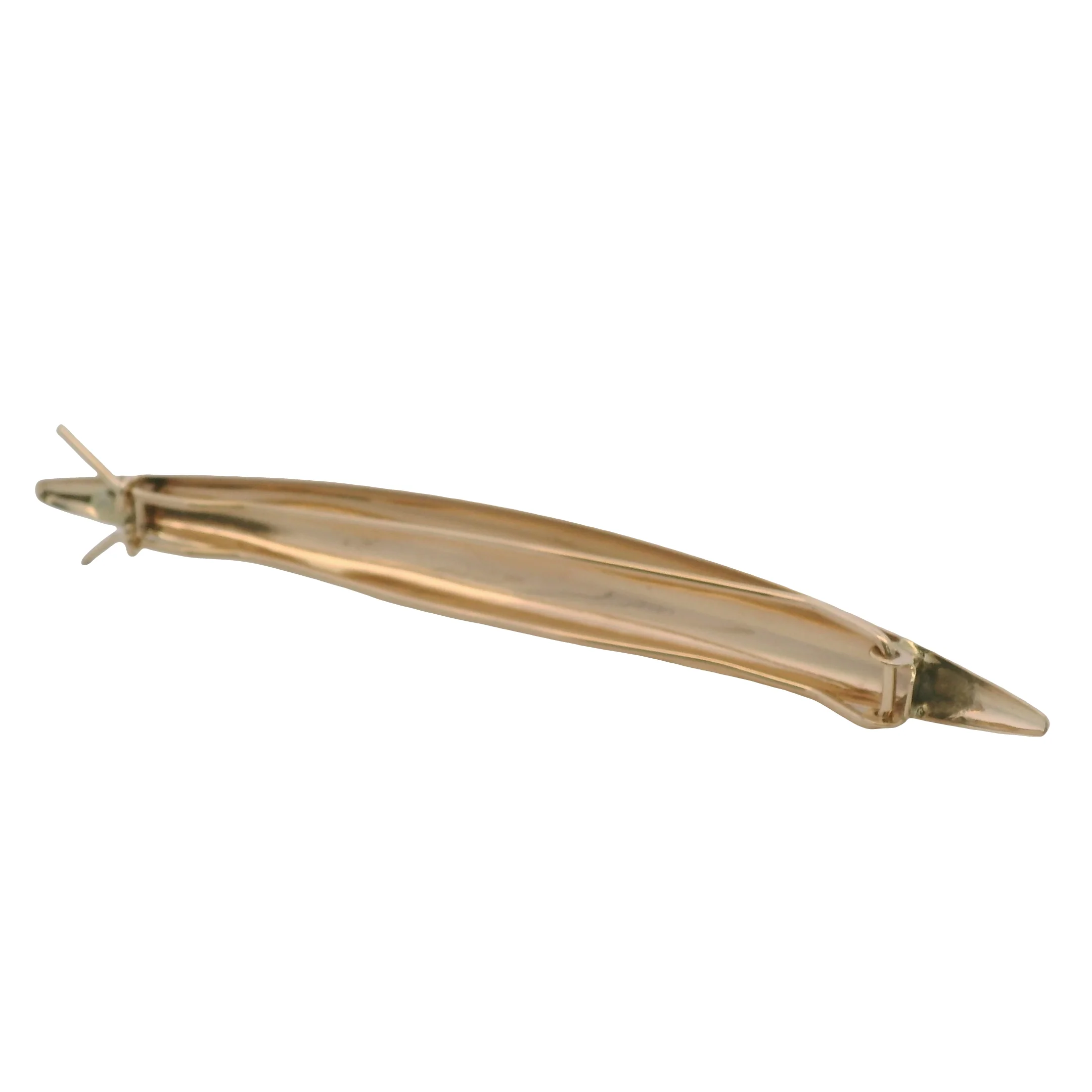 Vintage Mid-Century Solid 14kt 585 Yellow Gold 3.5" Long Hair Clip - Image 2