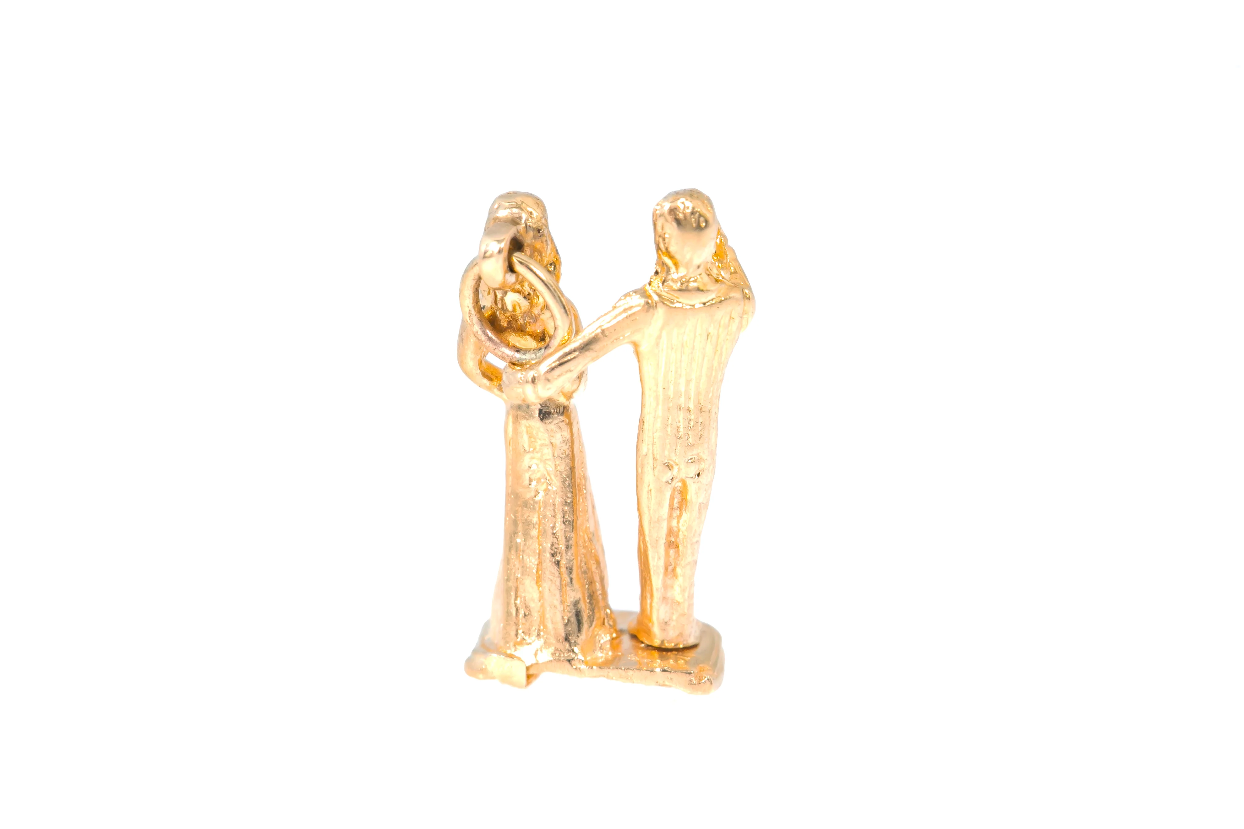 Vintage Moving Parts Married Couple Wedding 14k 585 Yellow Gold Charm Pendant - Image 3