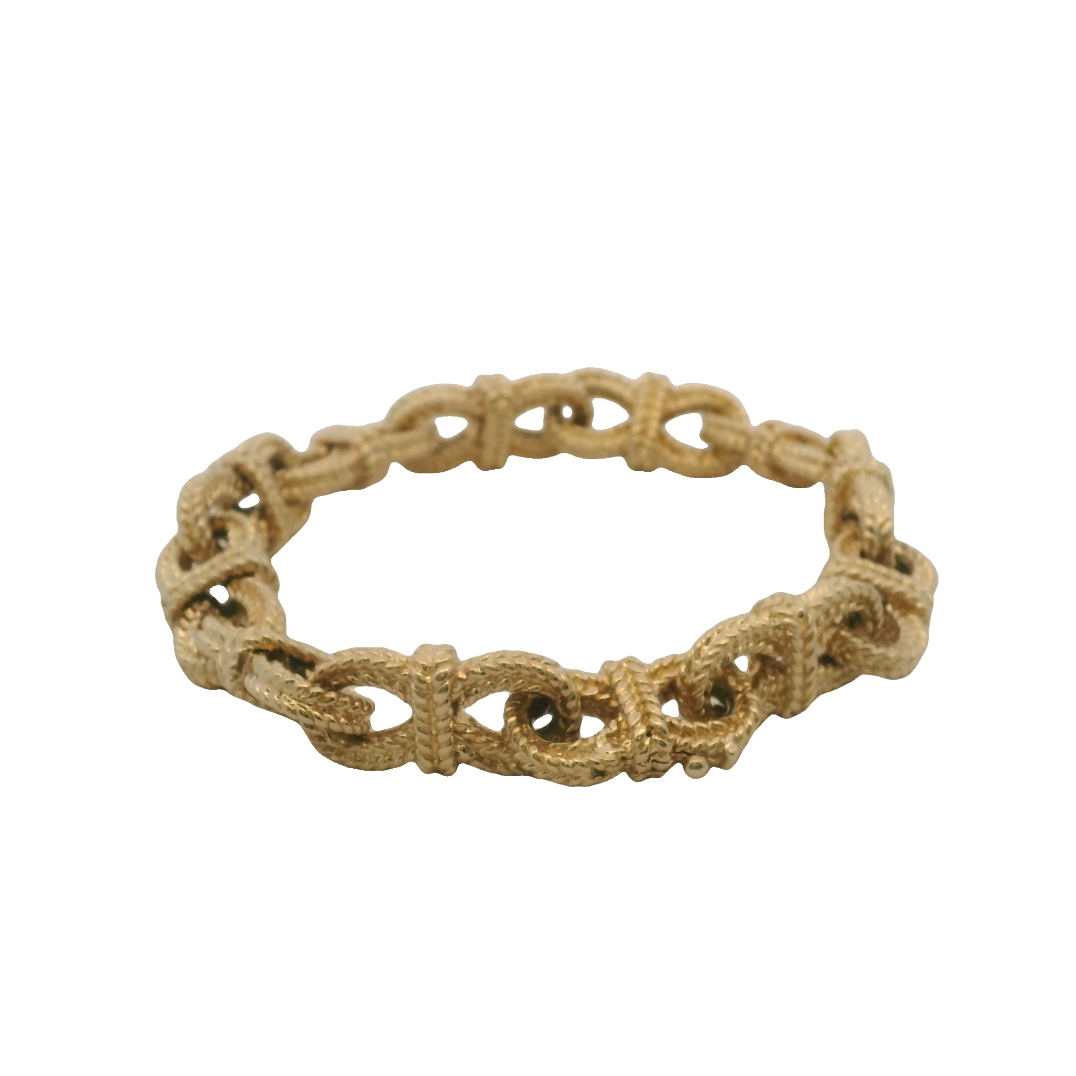 Vintage Peter Lindeman Solid 14kt Yellow Gold Braid Textured Infinity Link 7.5" Bracelet - Image 3