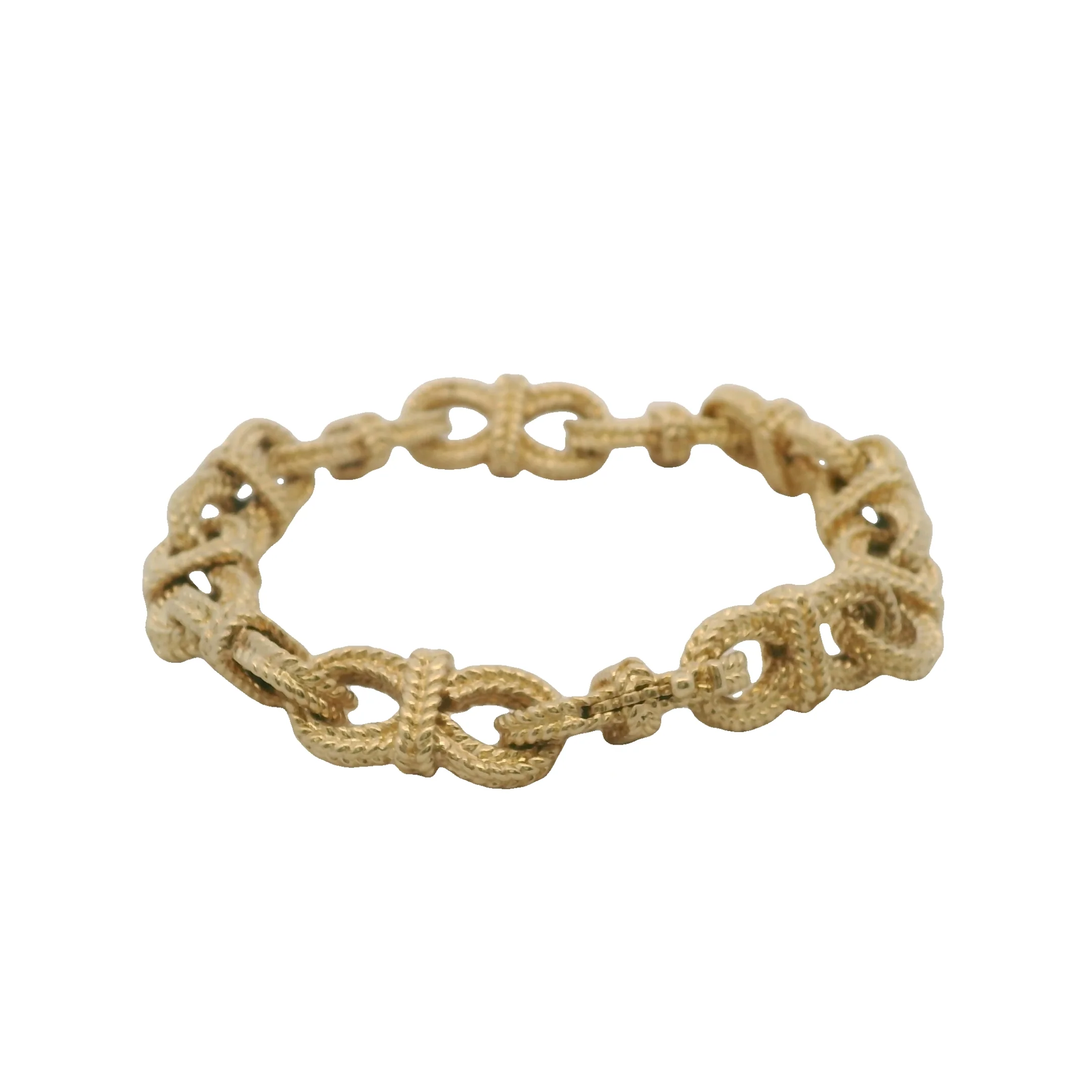 Vintage Peter Lindeman Solid 14kt Yellow Gold Braid Textured Infinity Link 7.5" Bracelet - Image 4