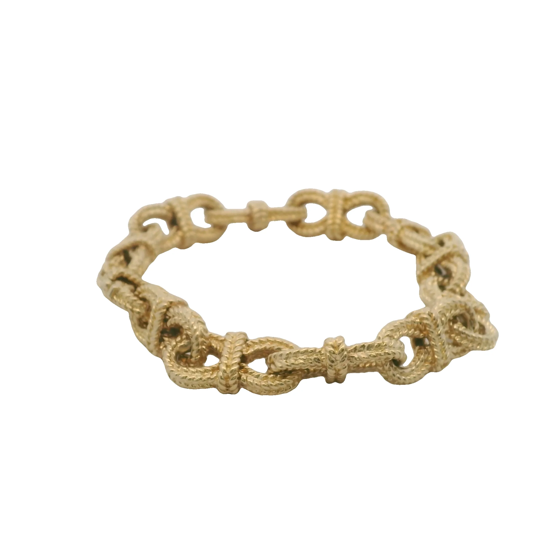 Vintage Peter Lindeman Solid 14kt Yellow Gold Braid Textured Infinity Link 7.5" Bracelet - Image 5