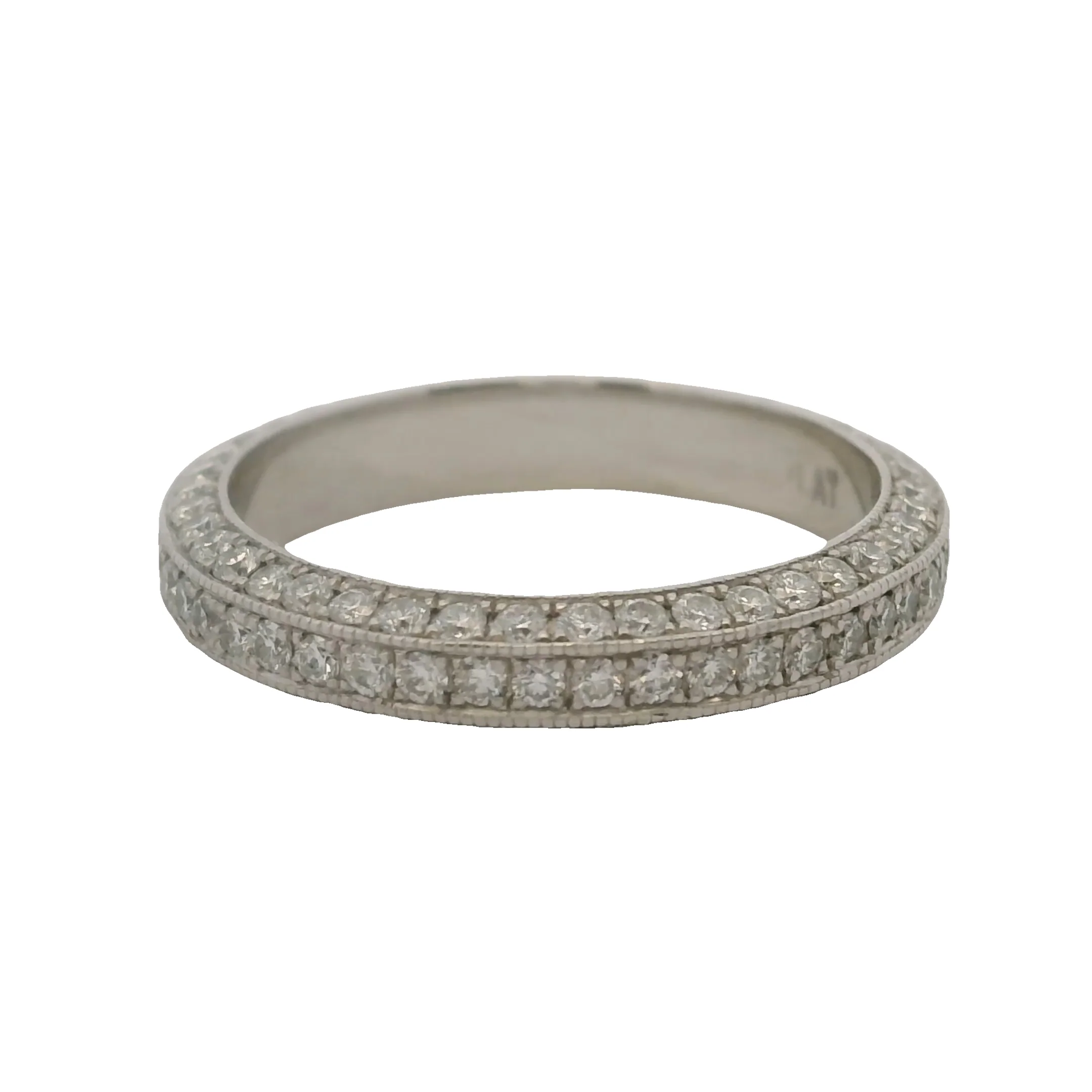 Vintage Platinum and 1.3ctw Diamond 3-Sided Eternity Band Wedding Stackable Ring Size 5.75 - Image 2