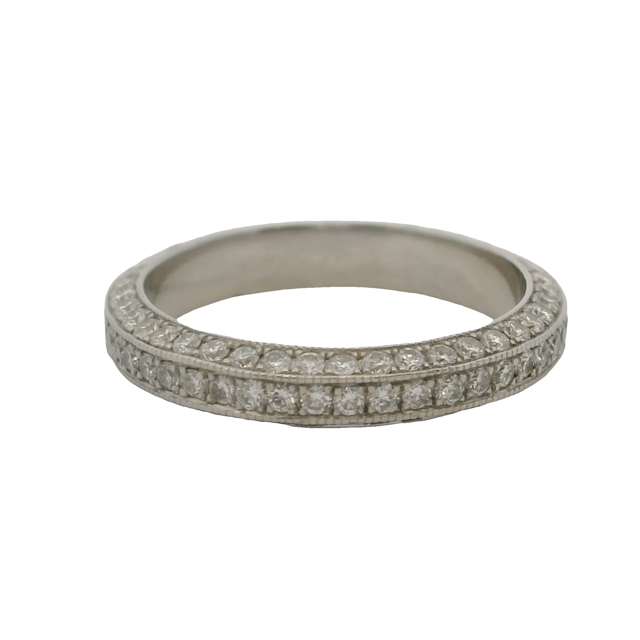 Vintage Platinum and 1.3ctw Diamond 3-Sided Eternity Band Wedding Stackable Ring Size 5.75 - Image 3