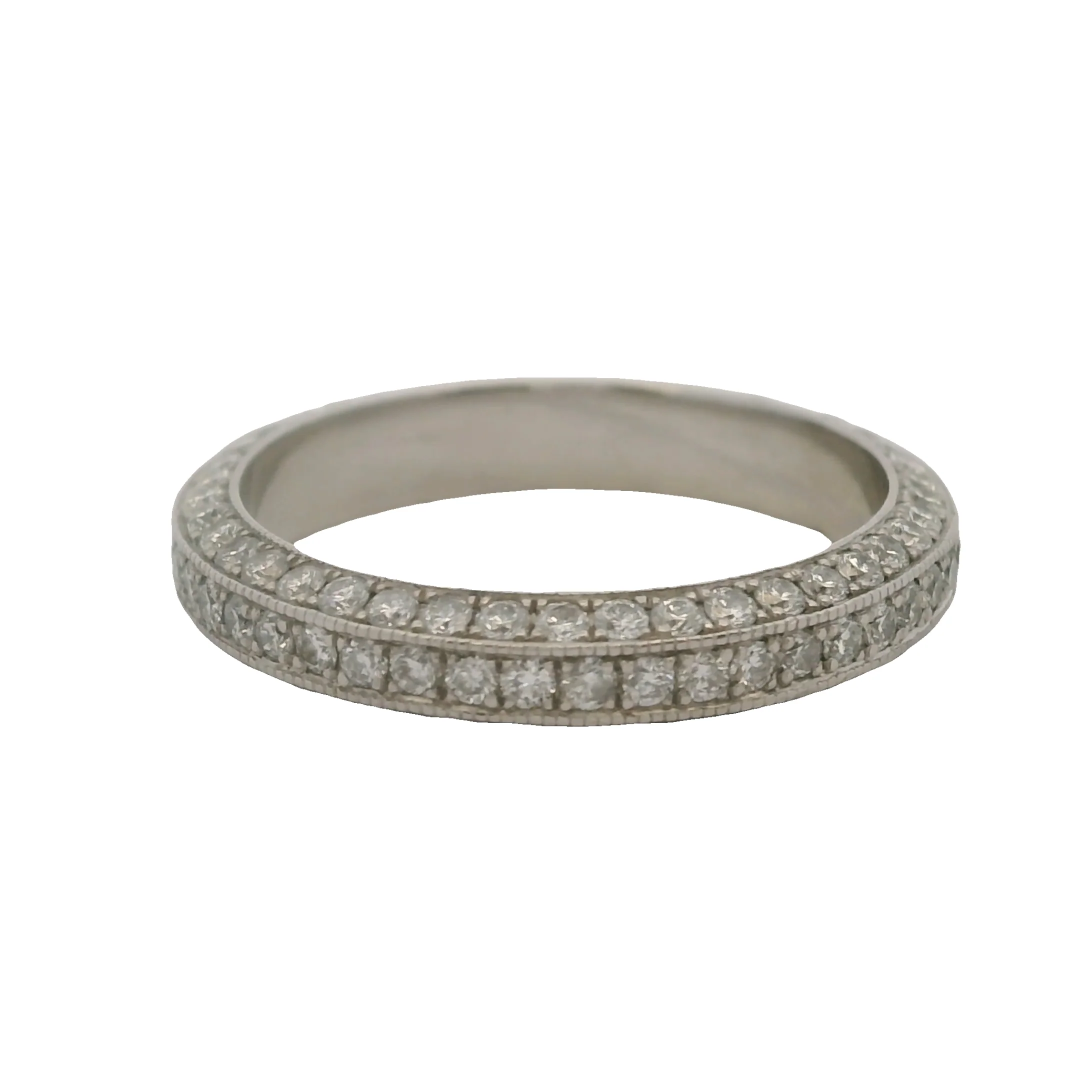Vintage Platinum and 1.3ctw Diamond 3-Sided Eternity Band Wedding Stackable Ring Size 5.75 - Image 4