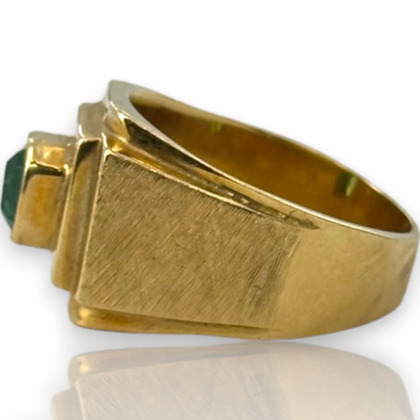 Vintage Retro 1950s-60s Solid 18kt Gold Colombian Emerald Ring Size 9 - Image 2