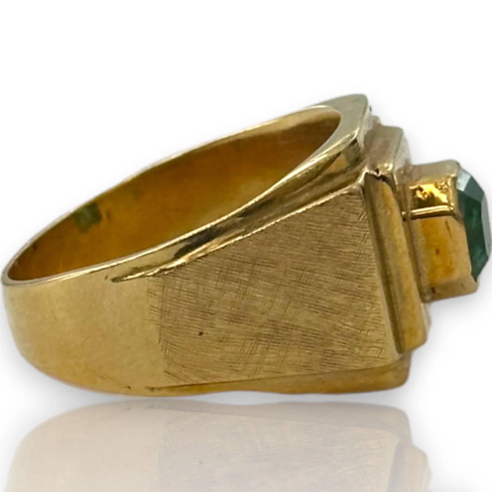 Vintage Retro 1950s-60s Solid 18kt Gold Colombian Emerald Ring Size 9 - Image 3