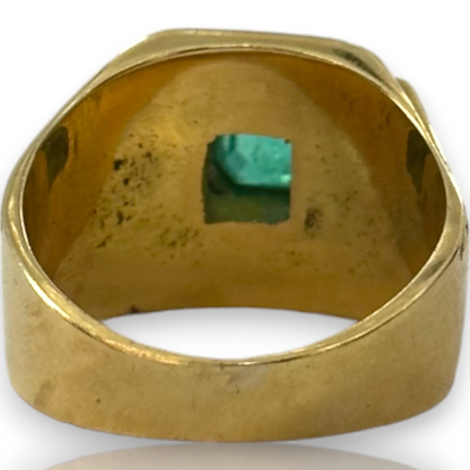 Vintage Retro 1950s-60s Solid 18kt Gold Colombian Emerald Ring Size 9 - Image 4