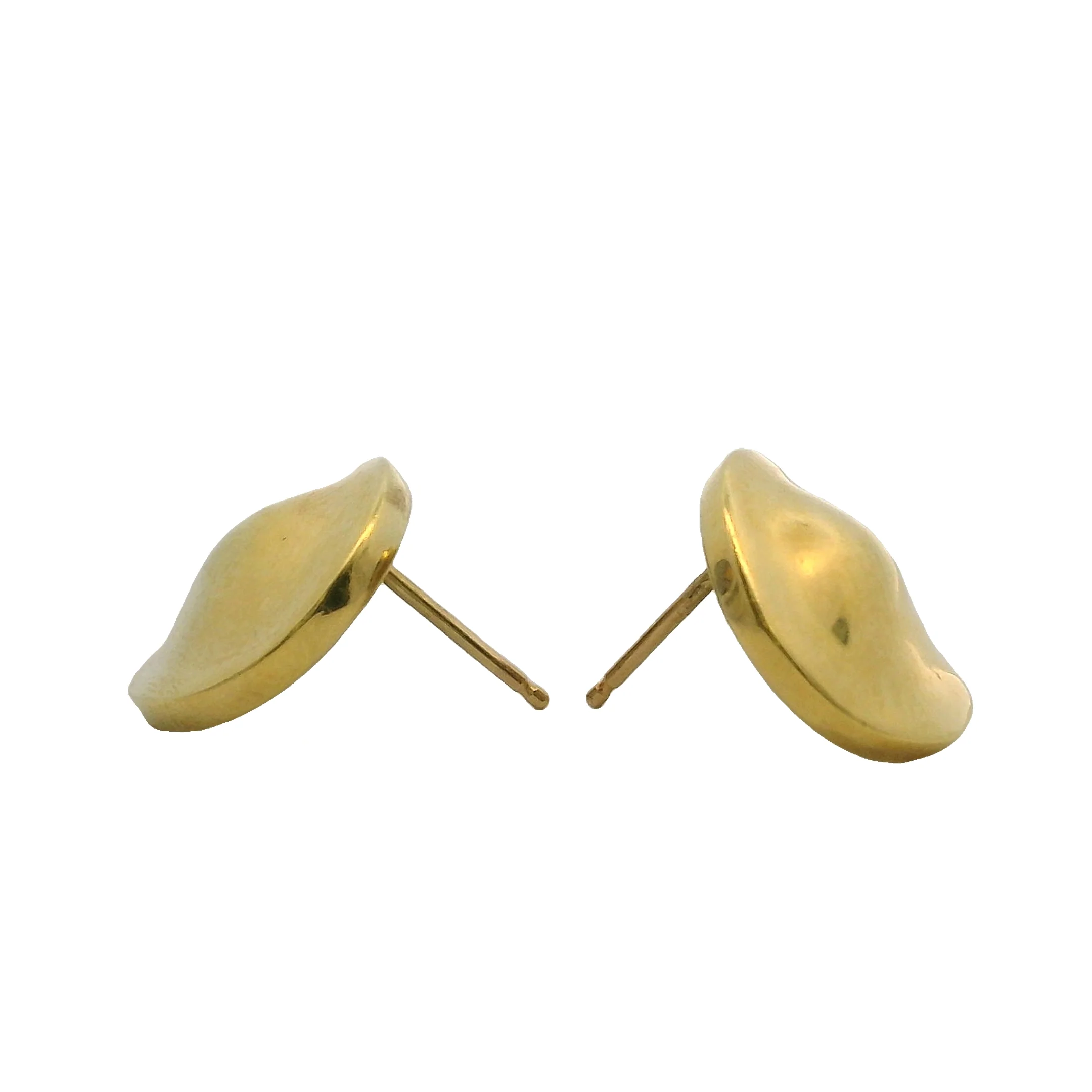 Vintage Robert Lee Morris Solid 18kt Yellow Gold Disc Button 13mm Stud Earrings - Image 2
