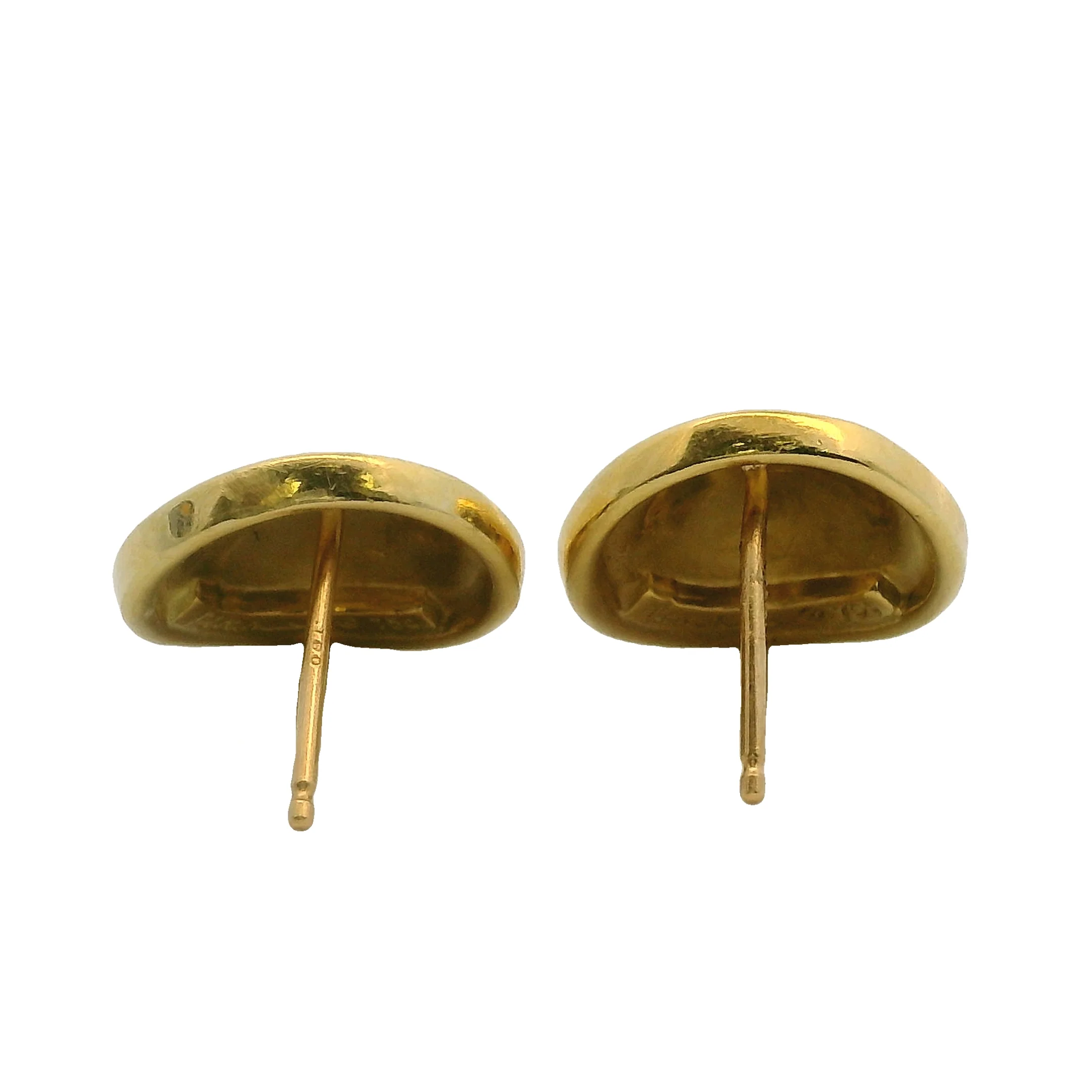 Vintage Robert Lee Morris Solid 18kt Yellow Gold Disc Button 13mm Stud Earrings - Image 3