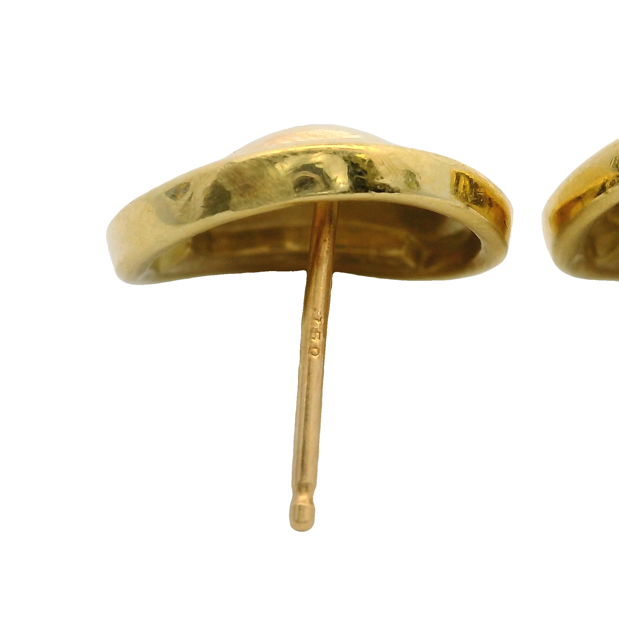 Vintage Robert Lee Morris Solid 18kt Yellow Gold Disc Button 13mm Stud Earrings - Image 6