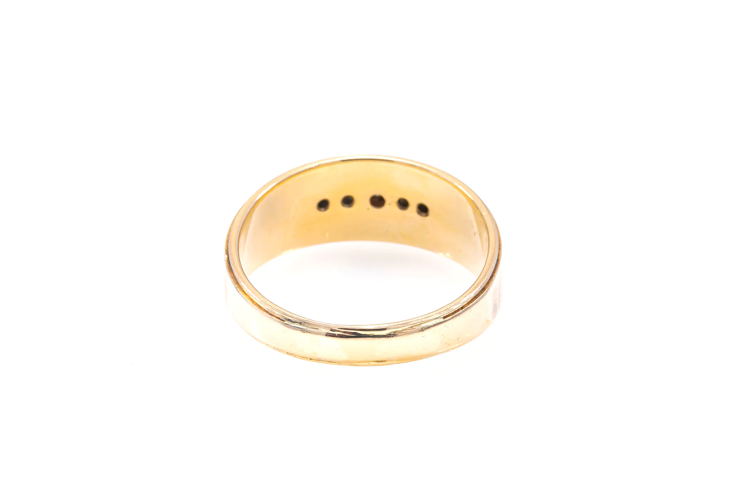 Vintage Sateen Finished Diamond Wedding Band Ring Two Tone Gold Size 11 - Image 5