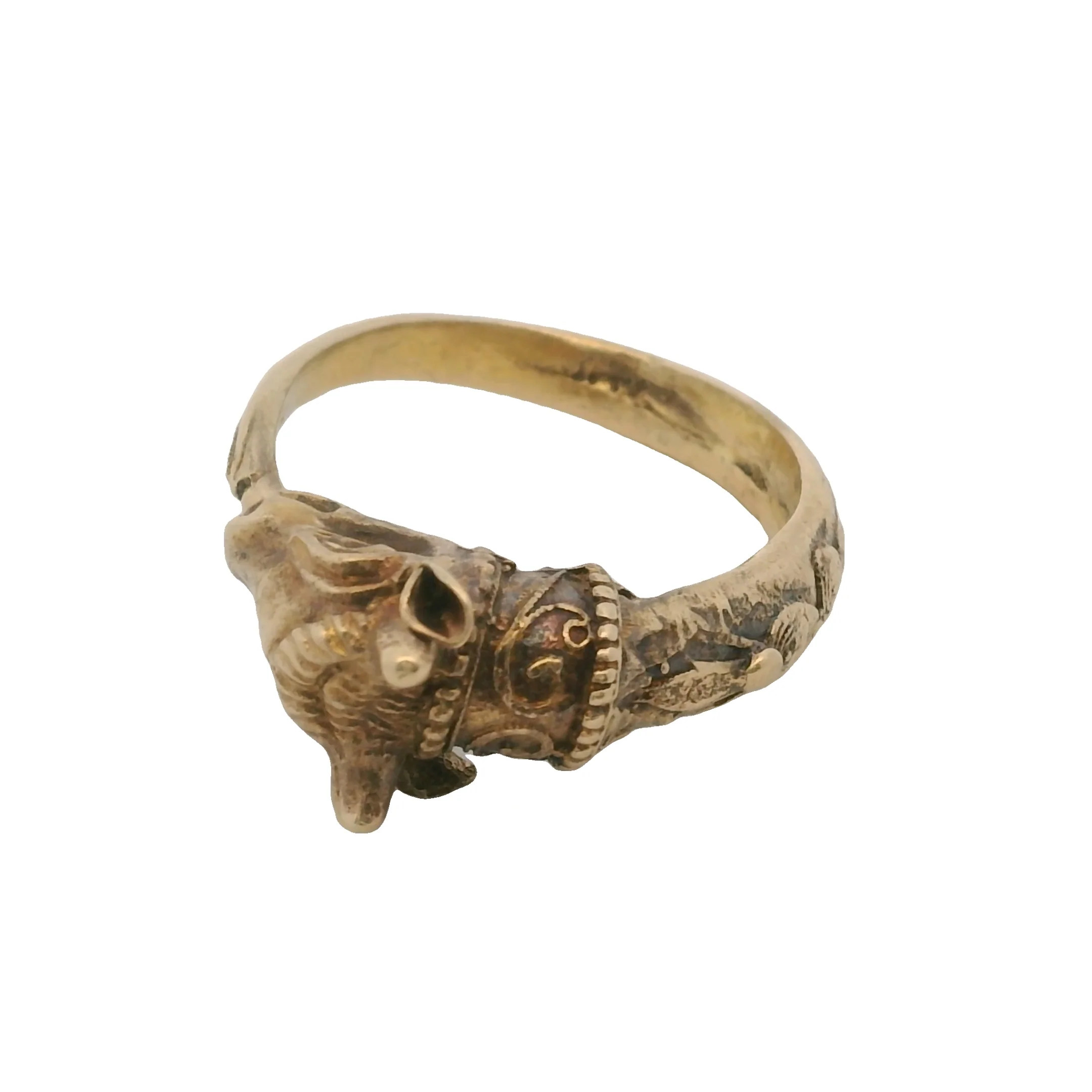 Vintage Solid 10kt Yellow Gold Detailed Intricate 9.5g 3D Bull Cow Ring Size 10 - Image 2