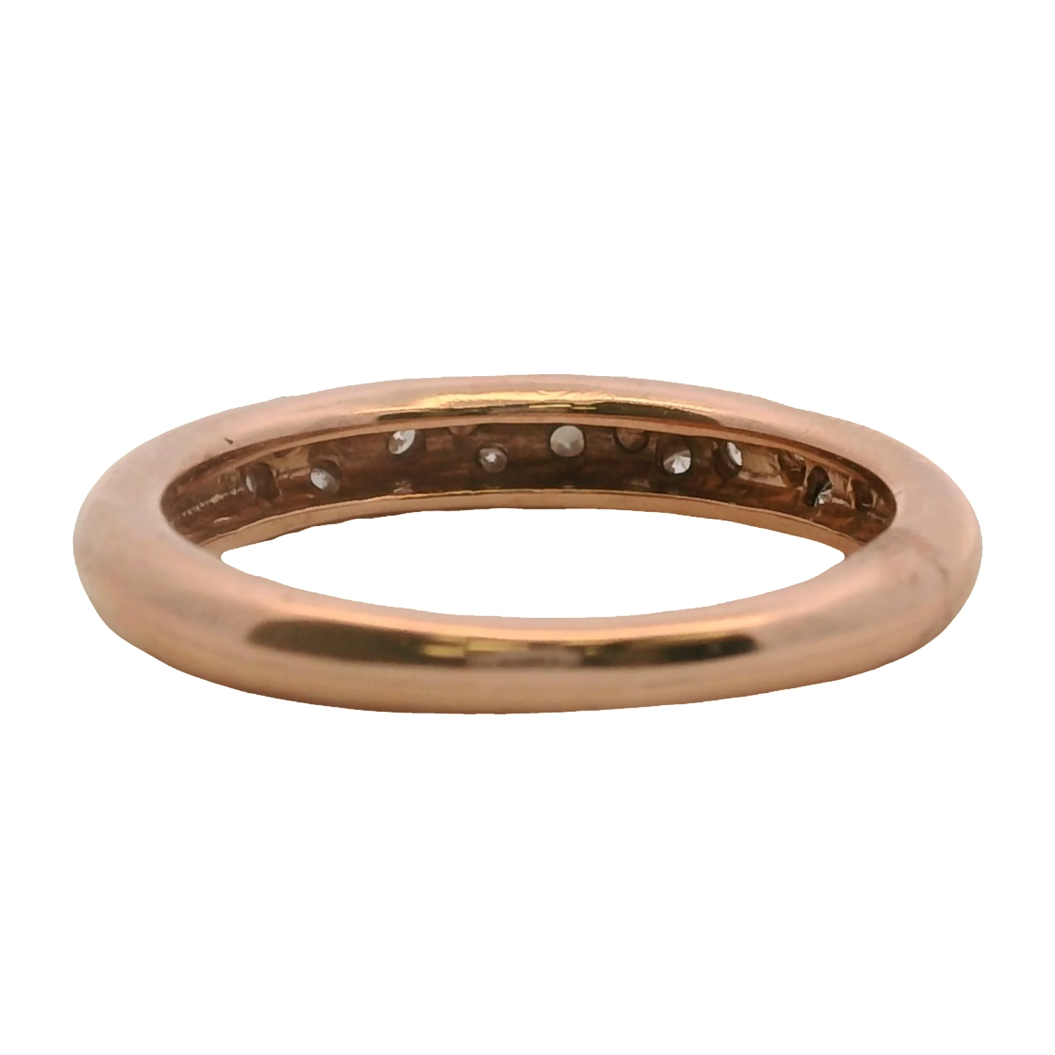 Vintage Solid 14kt Rose Gold Flush-Mount Diamonds Small Dome Stackable Band Ring Size 6.75 - Image 5