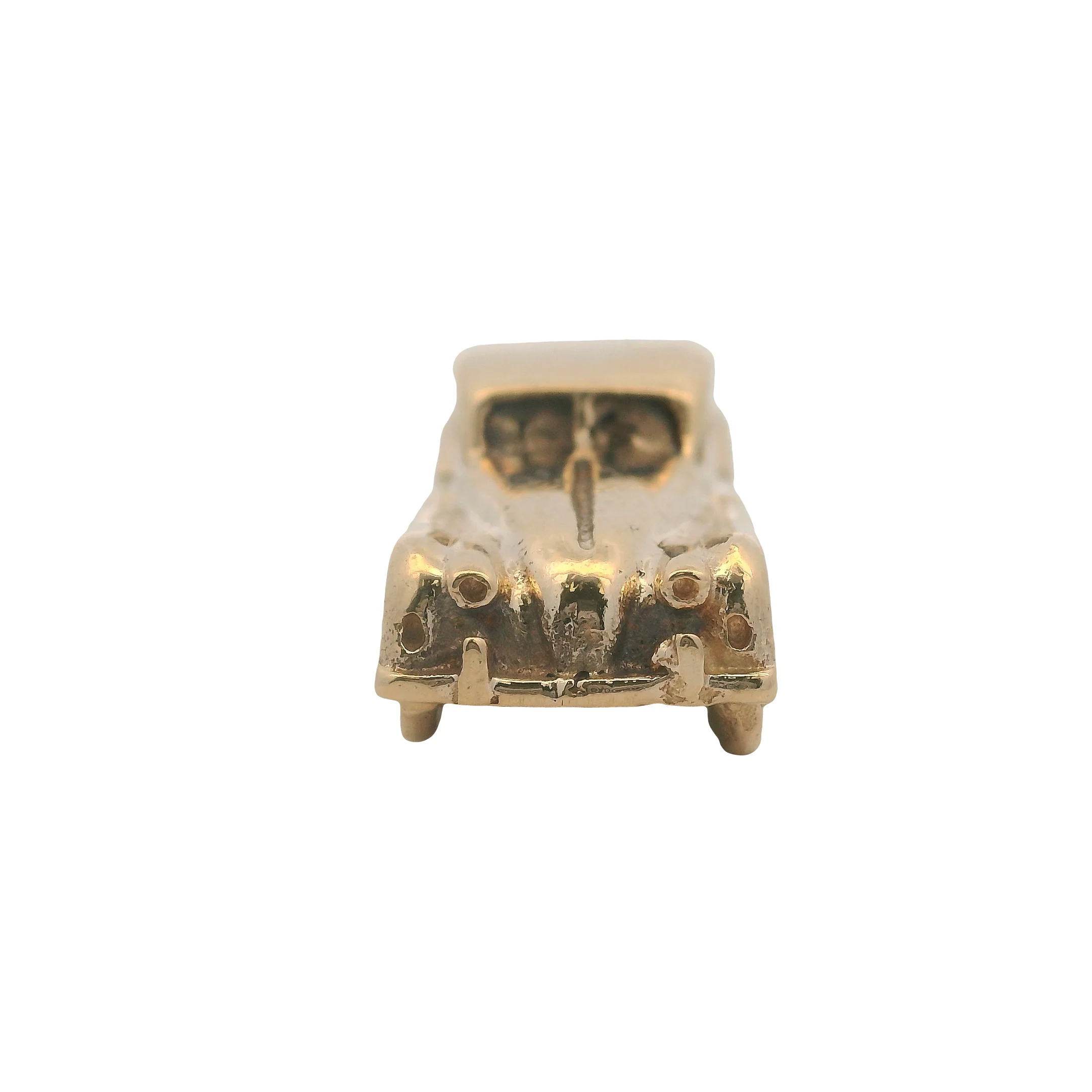 Vintage Solid 14kt Yellow Gold 1940s Jaguar Car Vehicle Large 9.7g Necklace Pendant - Image 3