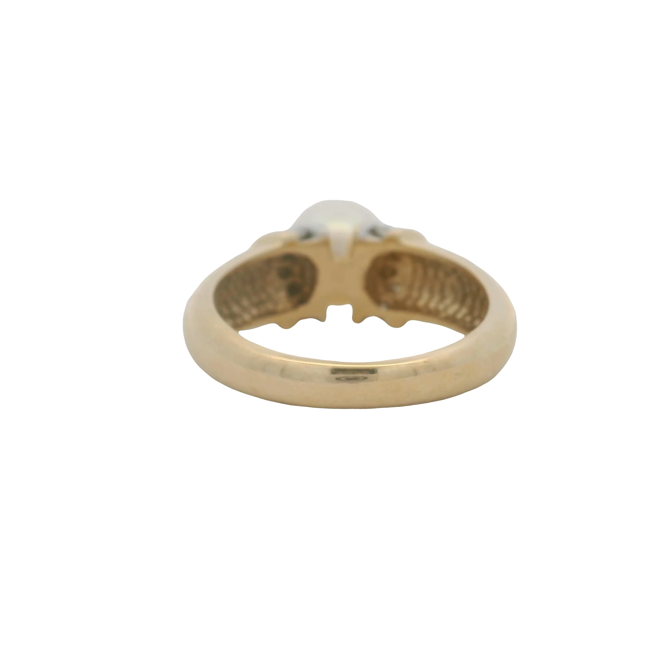 Vintage Solid 14kt Yellow Gold Akoya Pearl and Accent Diamonds Cocktail Ring Size 6.25 - Image 5