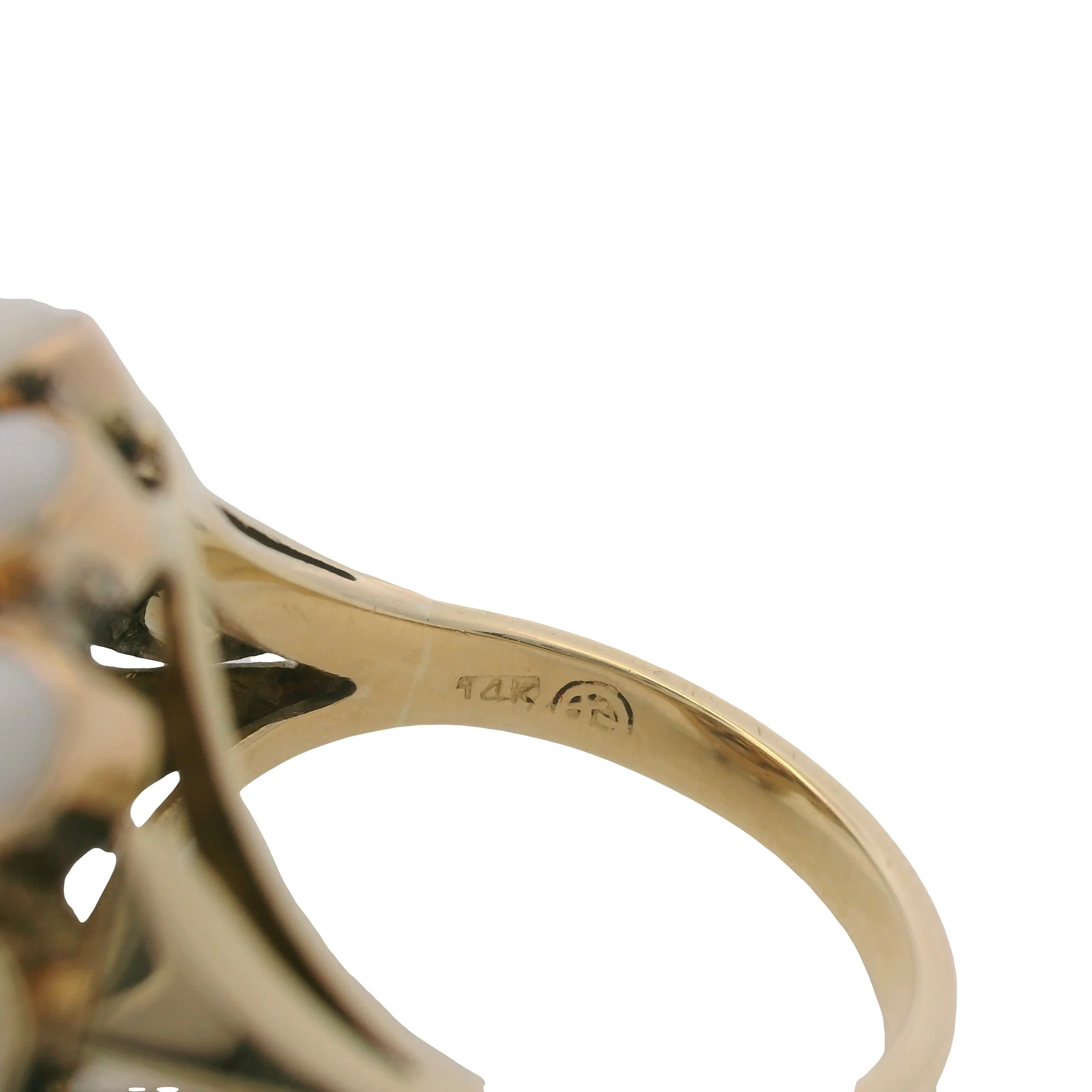 Vintage Solid 14kt Yellow Gold and Cabochon Opals Thai Princess Cluster Ring Size 6 - Image 6