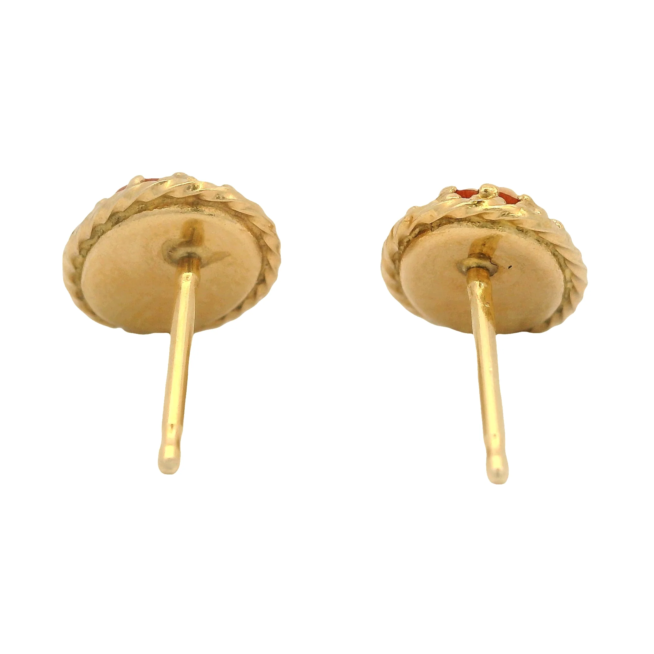 Vintage Solid 14kt Yellow Gold and Conch Shell Cameo Drop/Dangle Earrings - Image 4