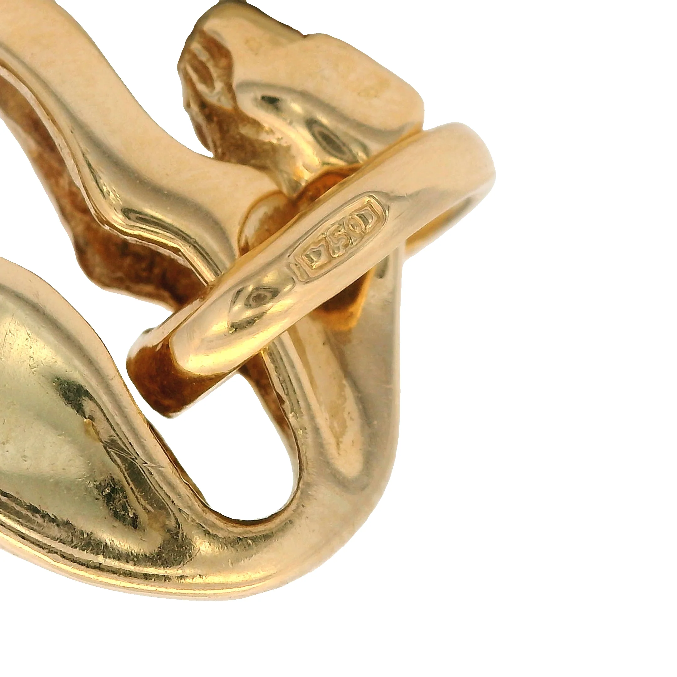 Vintage Solid 18kt 750 Yellow Gold Modern Dangling Cat Panther Necklace Pendant - Image 4