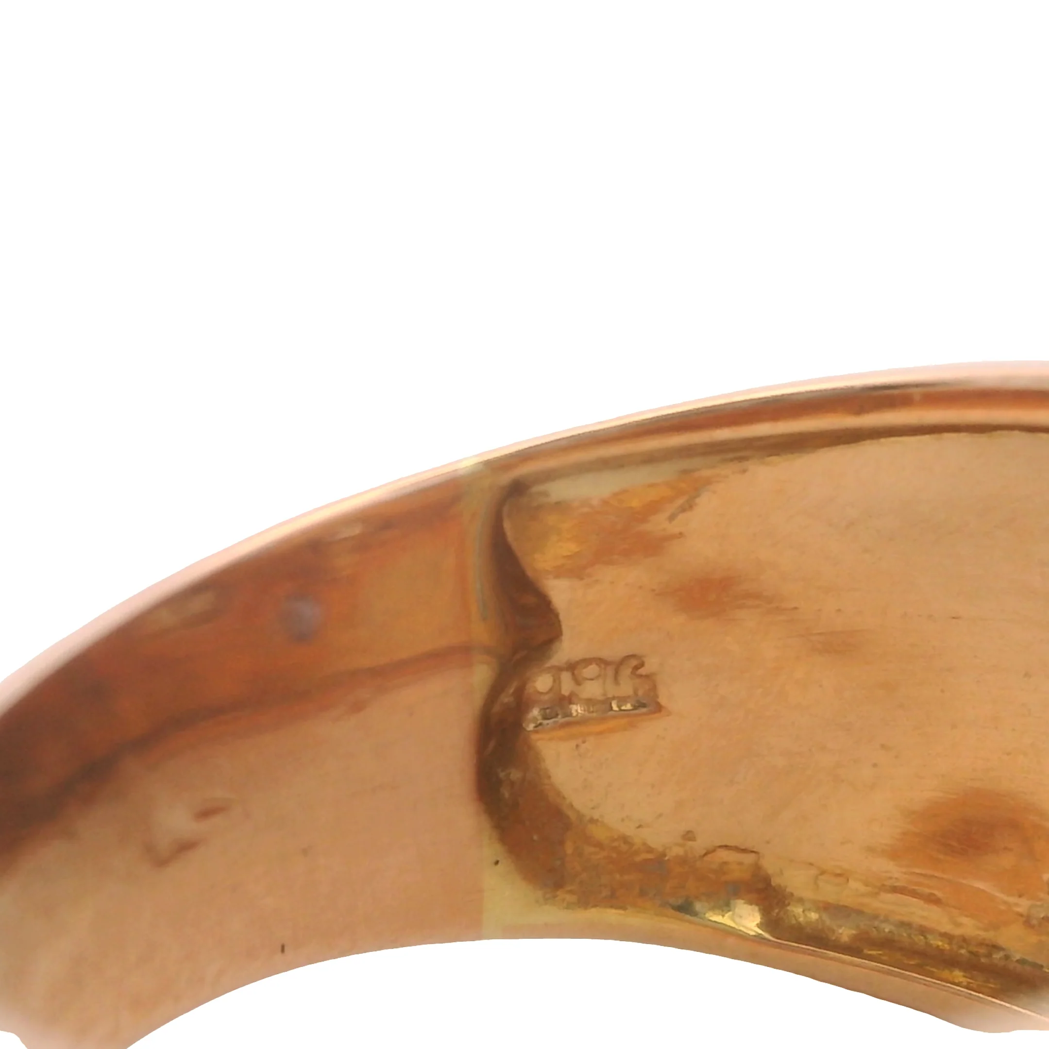Vintage Solid 18kt Rose Gold 12mm Wide Dome Ring with Diamonds and Sapphires Size 7.5 - Image 8