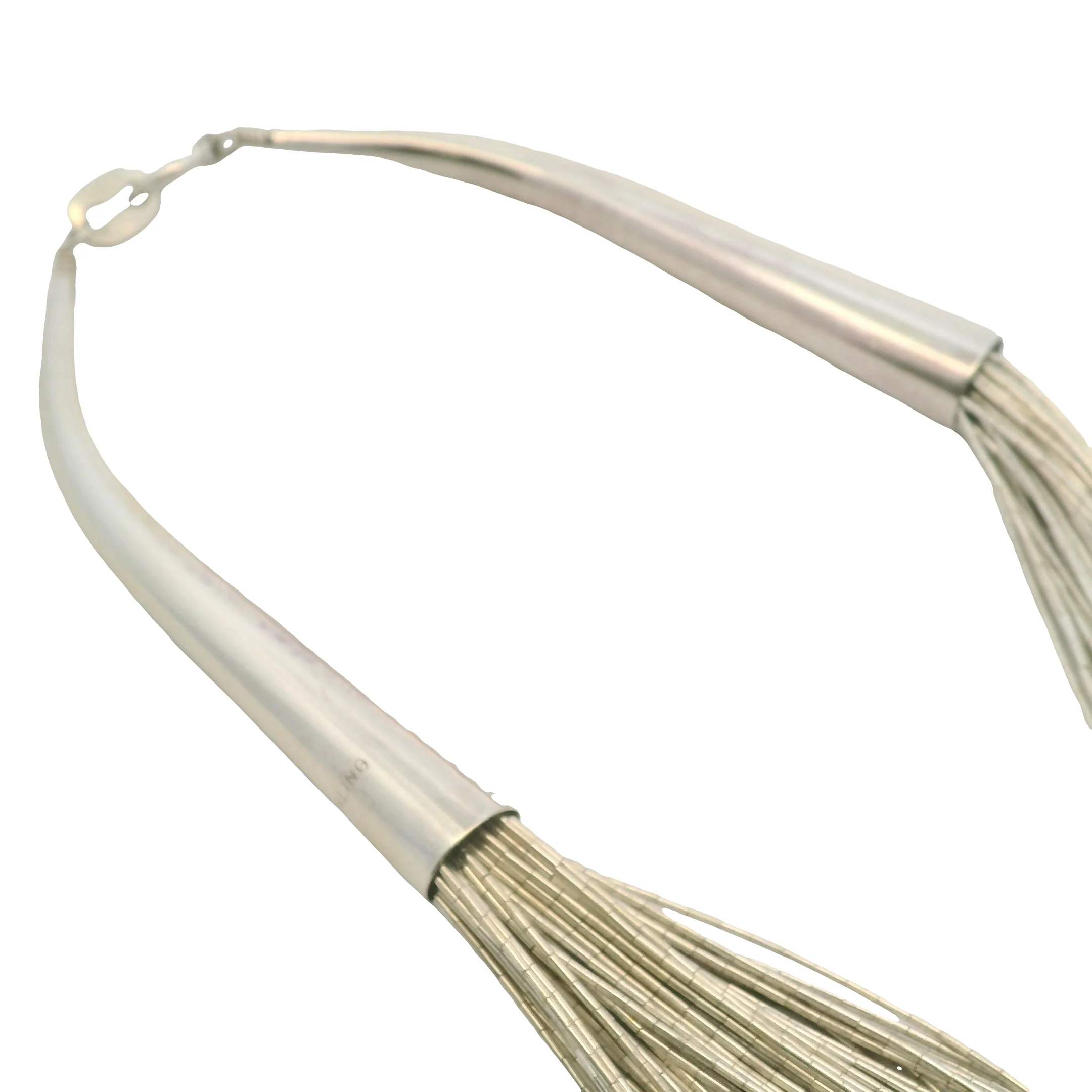 Vintage Solid 925 Sterling Silver Liquid Silver Multi-Strand Extra Long 30"Necklace - Image 4
