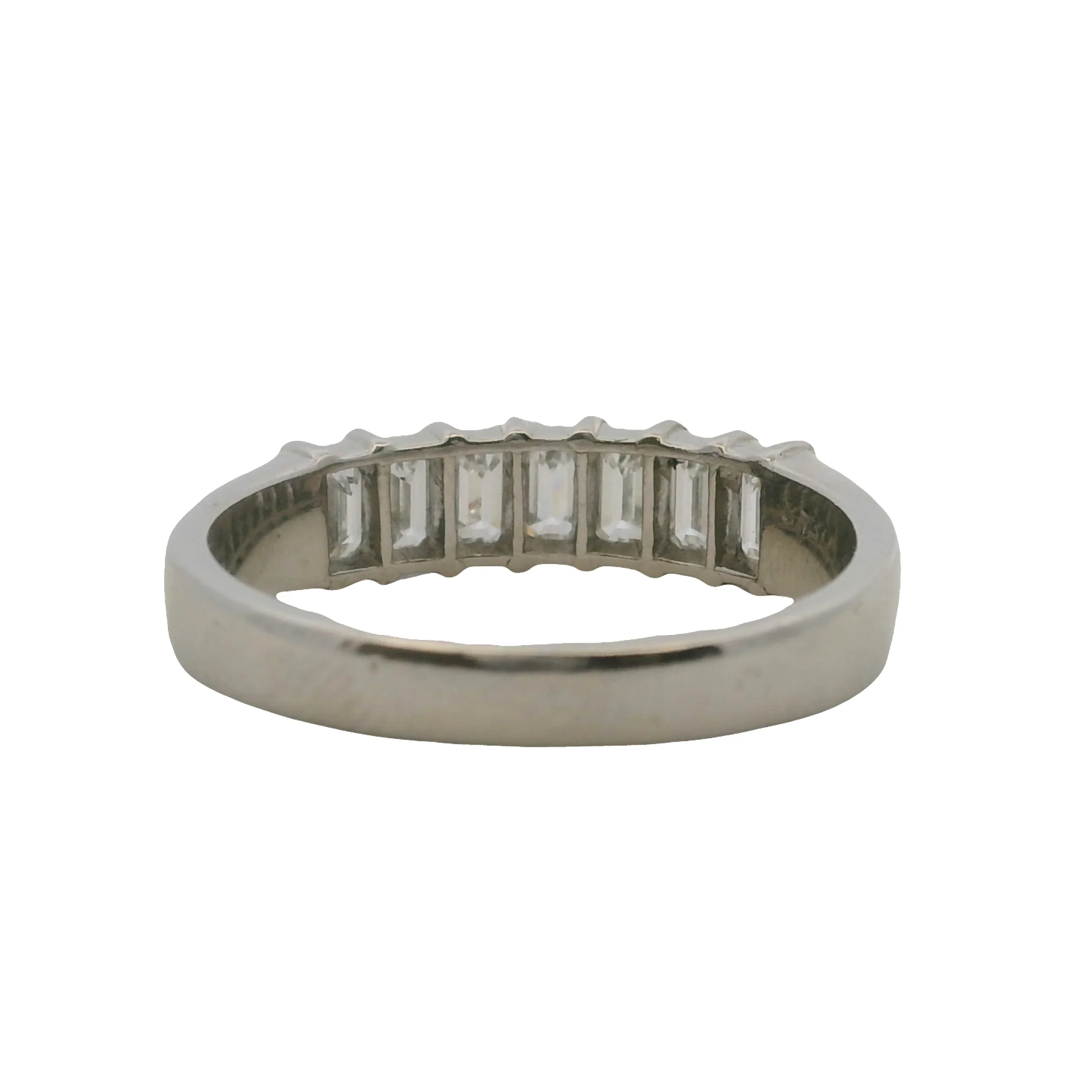 Vintage Solid Platinum and 3ctw Emerald Natural Diamonds Half-Eternity 5mm Wedding Band Ring Size 8.5 - Image 4