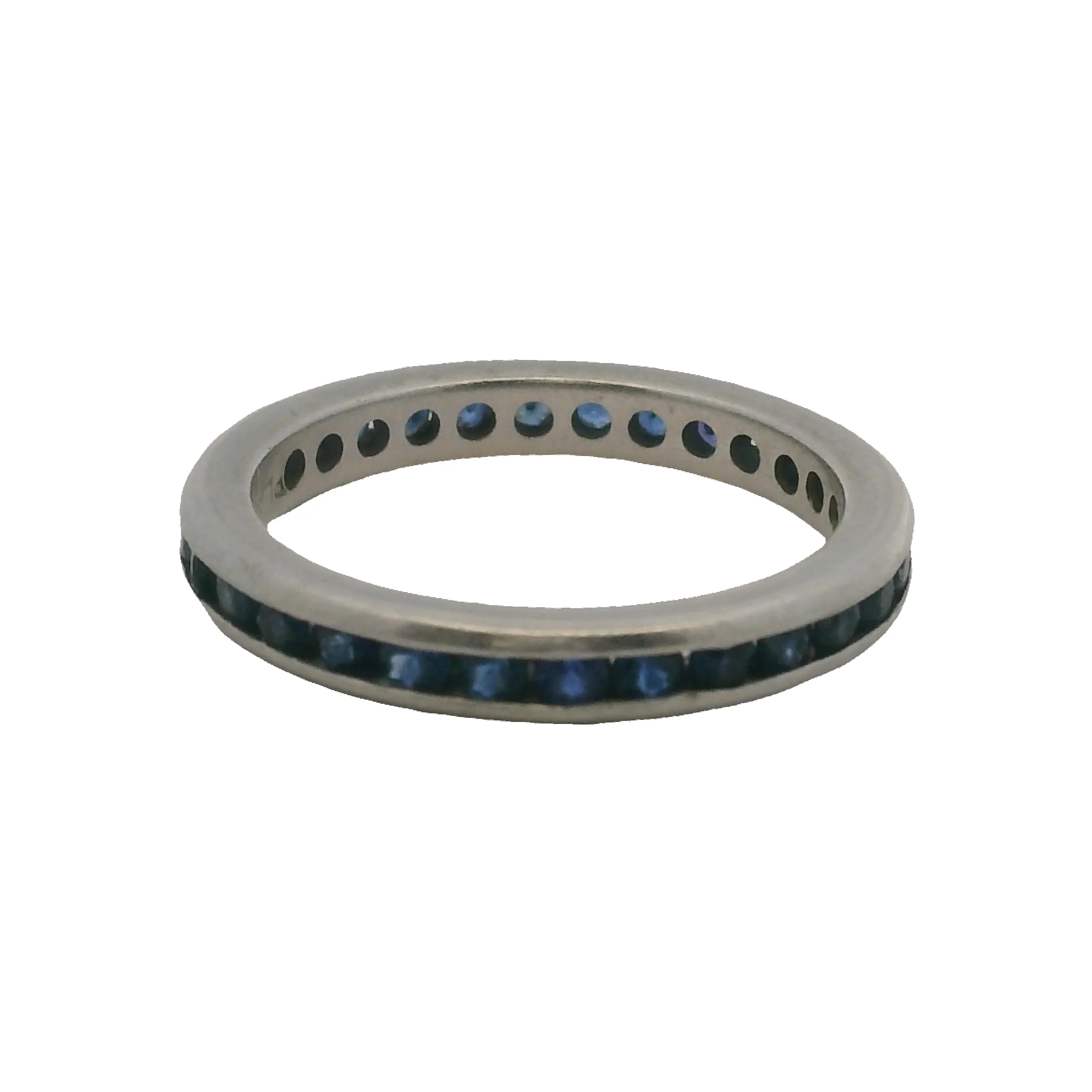 Vintage Solid Platinum Eternity Channel Set Sapphire 3mm Band Ring Size 6.5 - Image 4