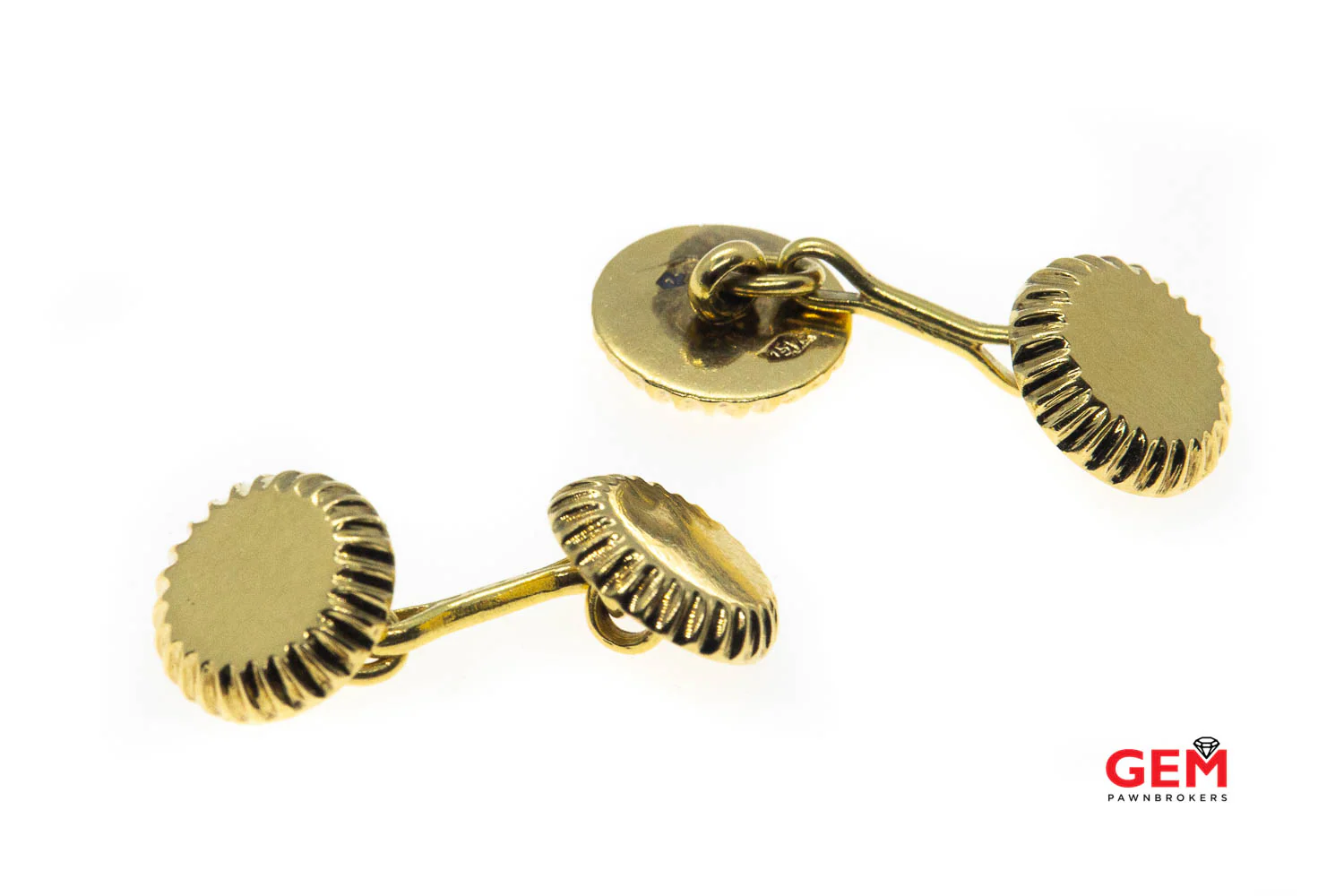 Vintage Sunburst Bottle Cap Cuff Link Solid 18K 750 Yellow Gold Cufflinks - Image 3