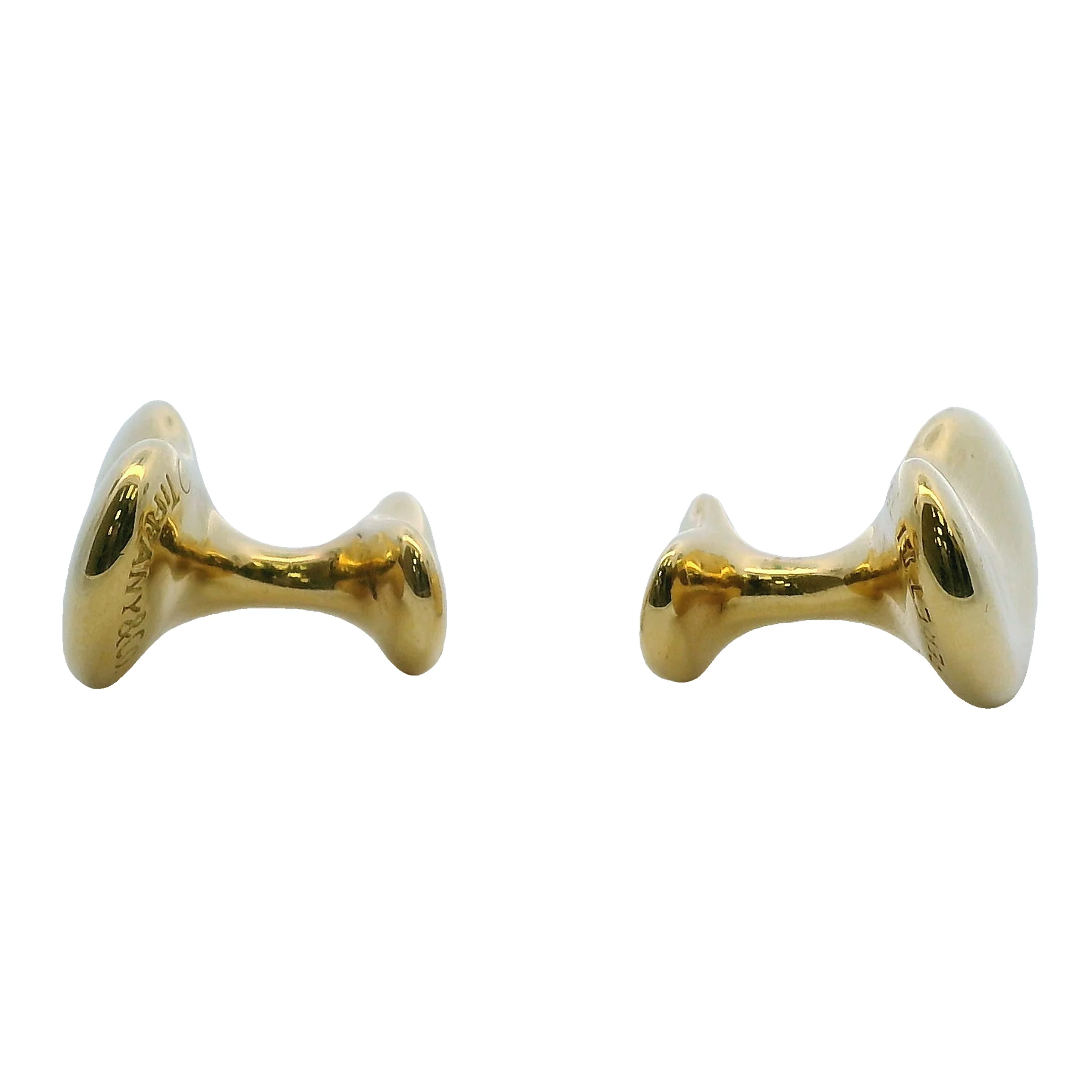 Vintage Tiffany & Co Elsa Peretti Solid 18kt Yellow Gold 21mm Kidney Bean Design Cufflinks - Image 3