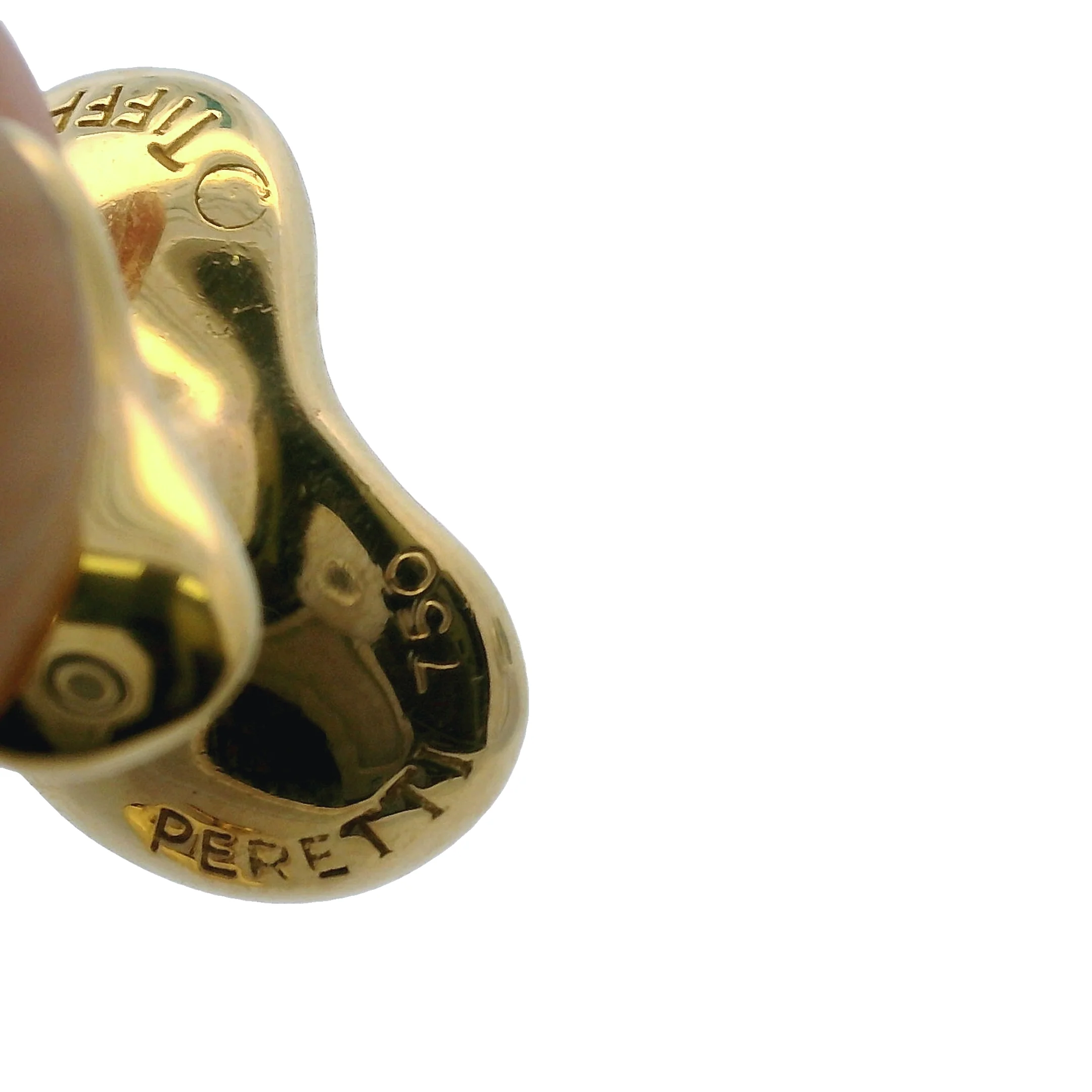 Vintage Tiffany & Co Elsa Peretti Solid 18kt Yellow Gold 21mm Kidney Bean Design Cufflinks - Image 6