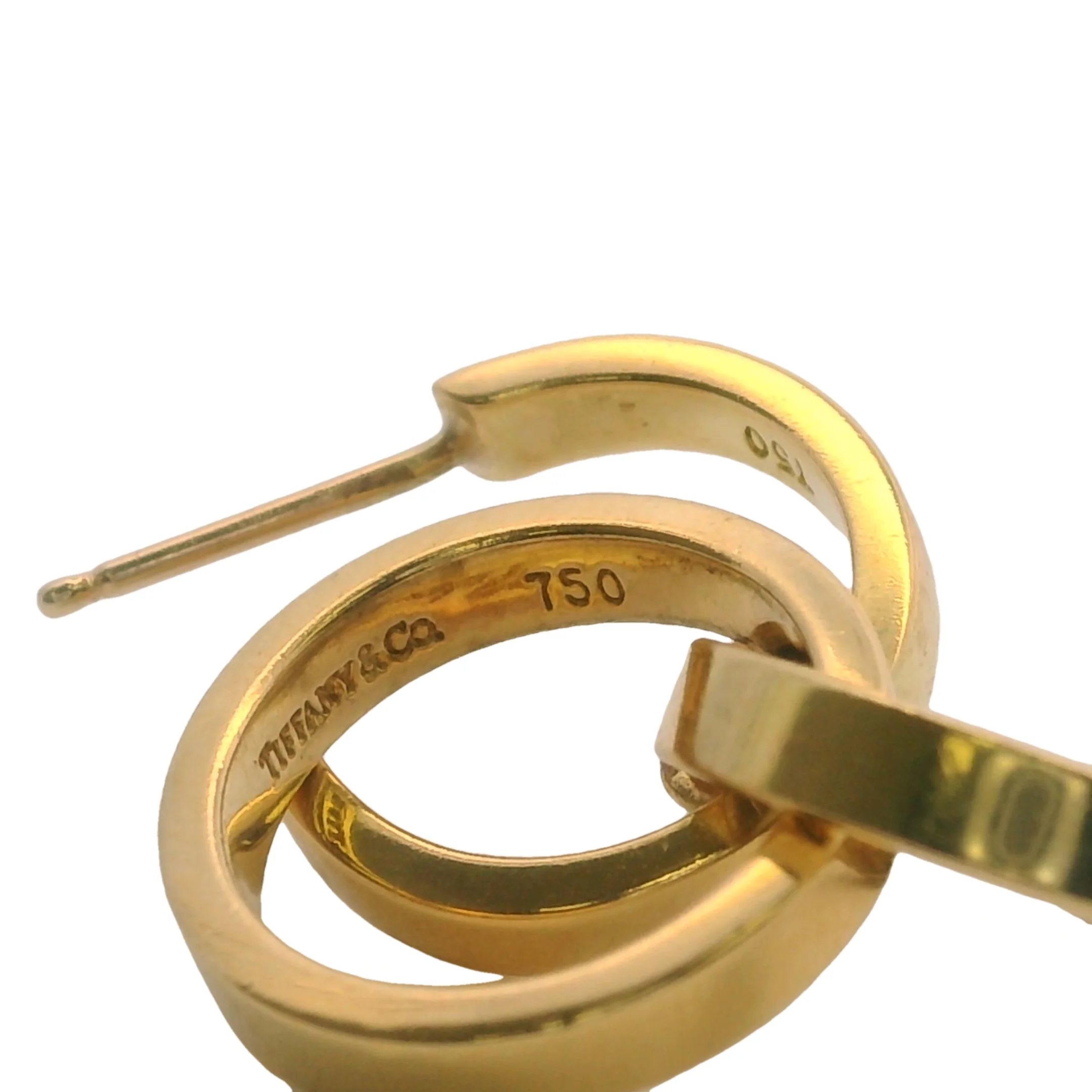 Vintage Tiffany & Co Paloma Picasso Solid 18kt Yellow Gold Triple Hoop Drop/Dangle Earrings - Image 4