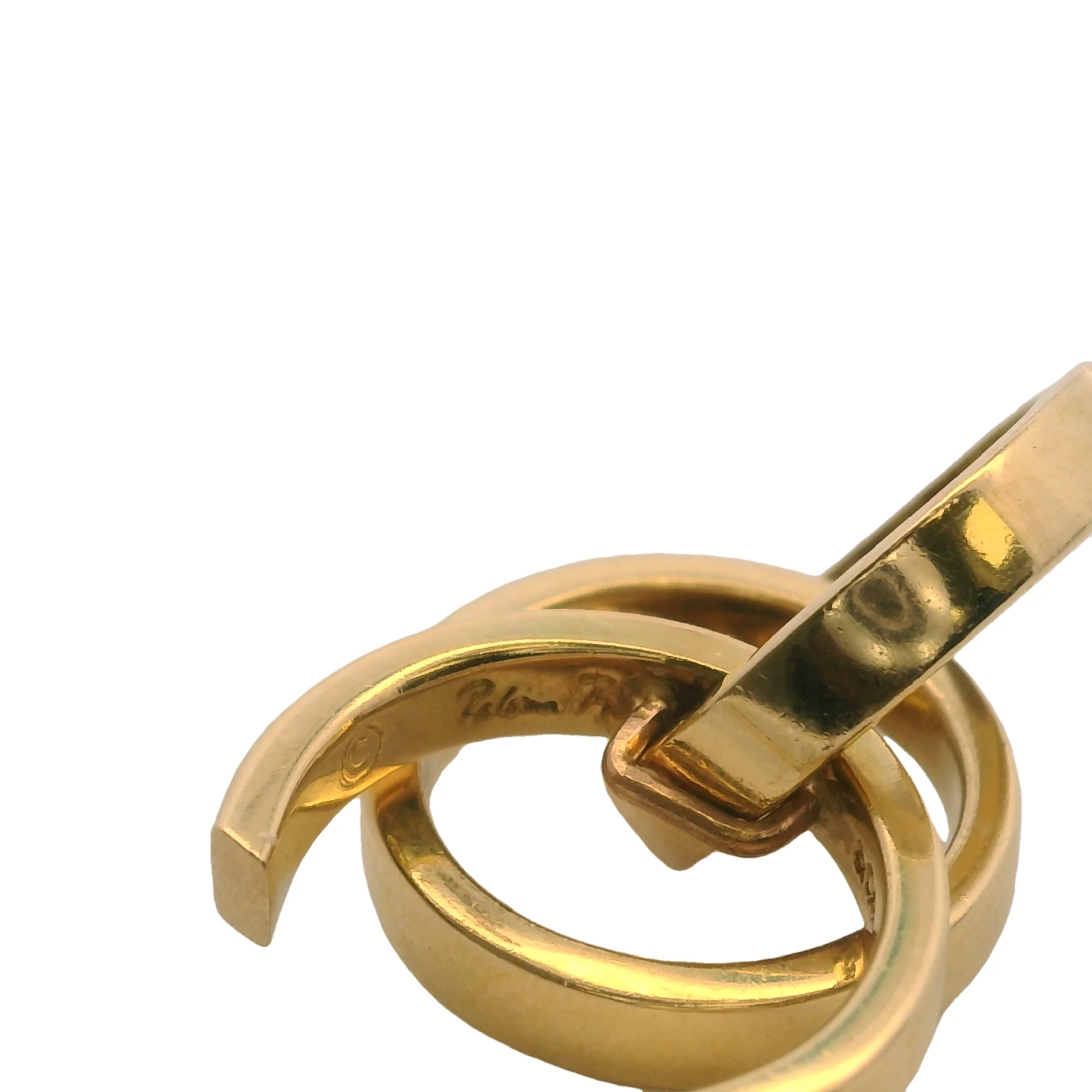 Vintage Tiffany & Co Paloma Picasso Solid 18kt Yellow Gold Triple Hoop Drop/Dangle Earrings - Image 7