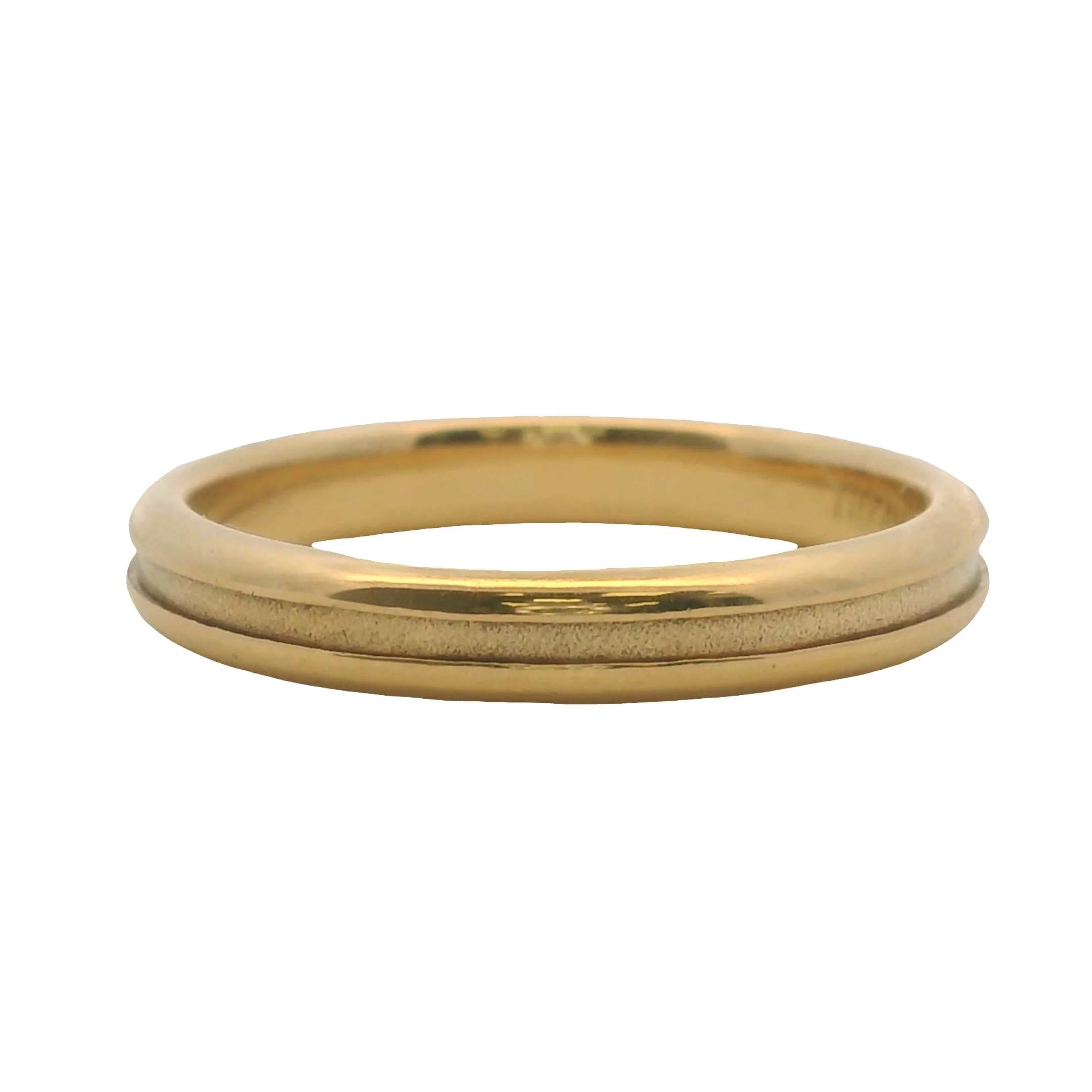 Vintage Tiffany & Co Solid 18kt Yellow Gold 3.4mm Thin Single Grooved Atlas Ring Size 9.25