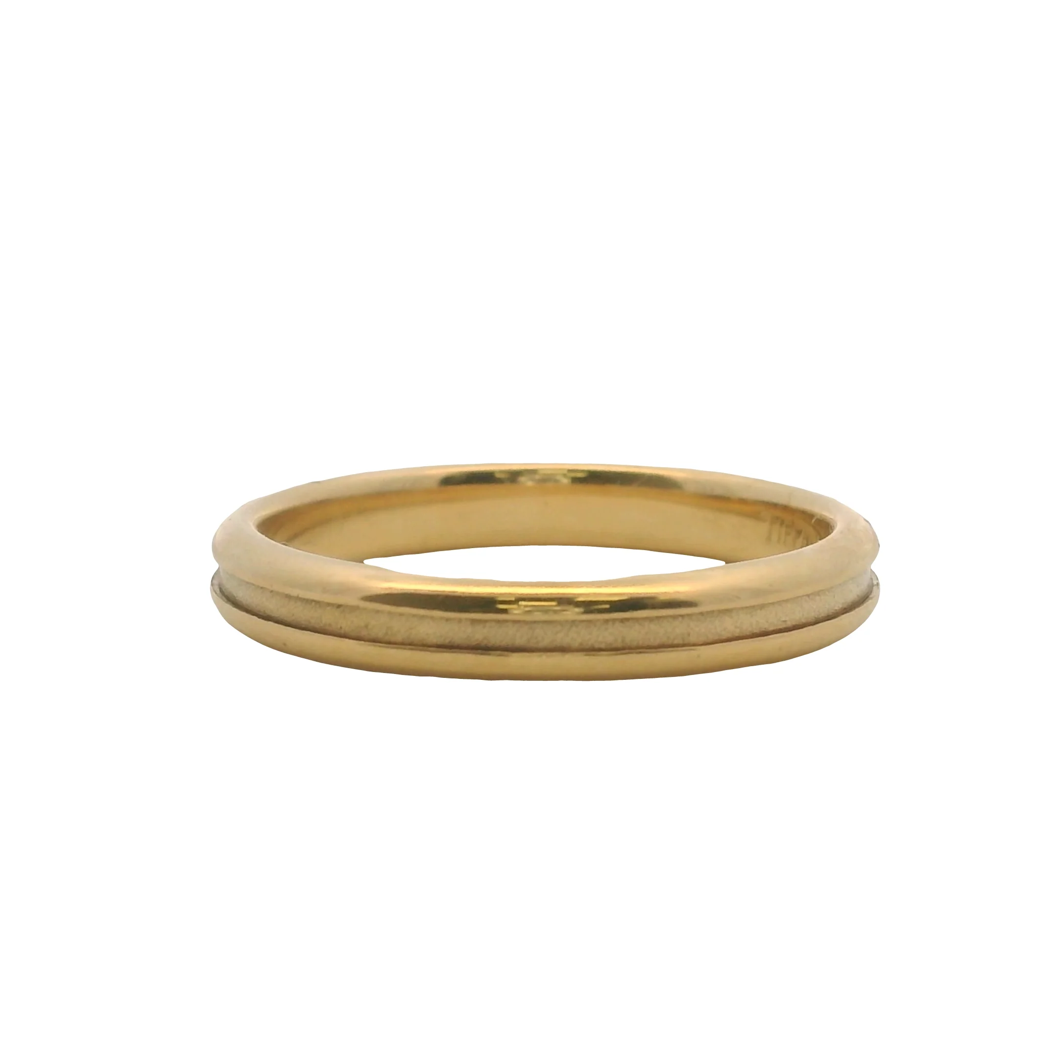 Vintage Tiffany & Co Solid 18kt Yellow Gold 3.4mm Thin Single Grooved Atlas Ring Size 9.25 - Image 2
