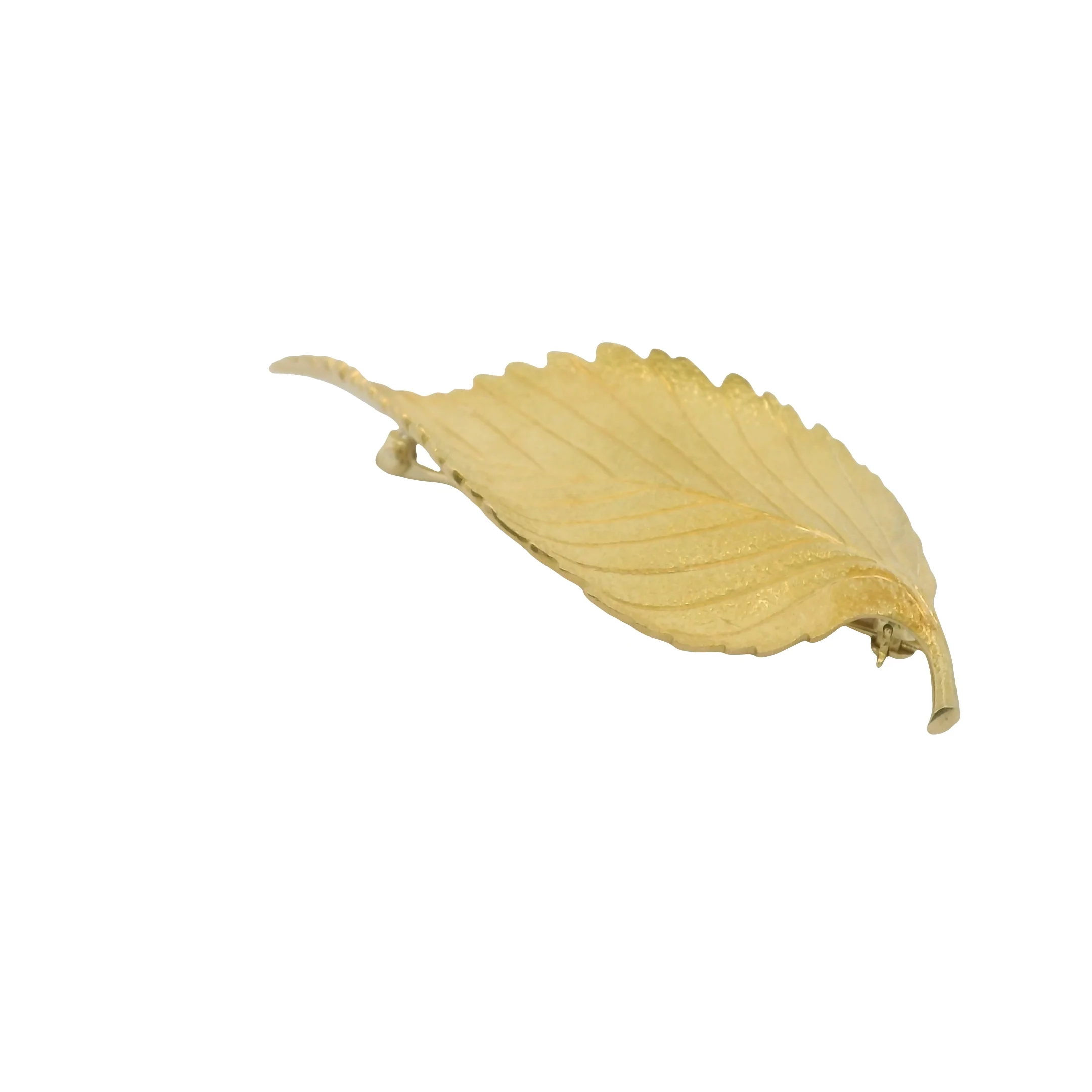 Vintage Tiffany & Co Solid 18kt Yellow Gold Beech Chestnut Leaf Pin Brooch - Image 2
