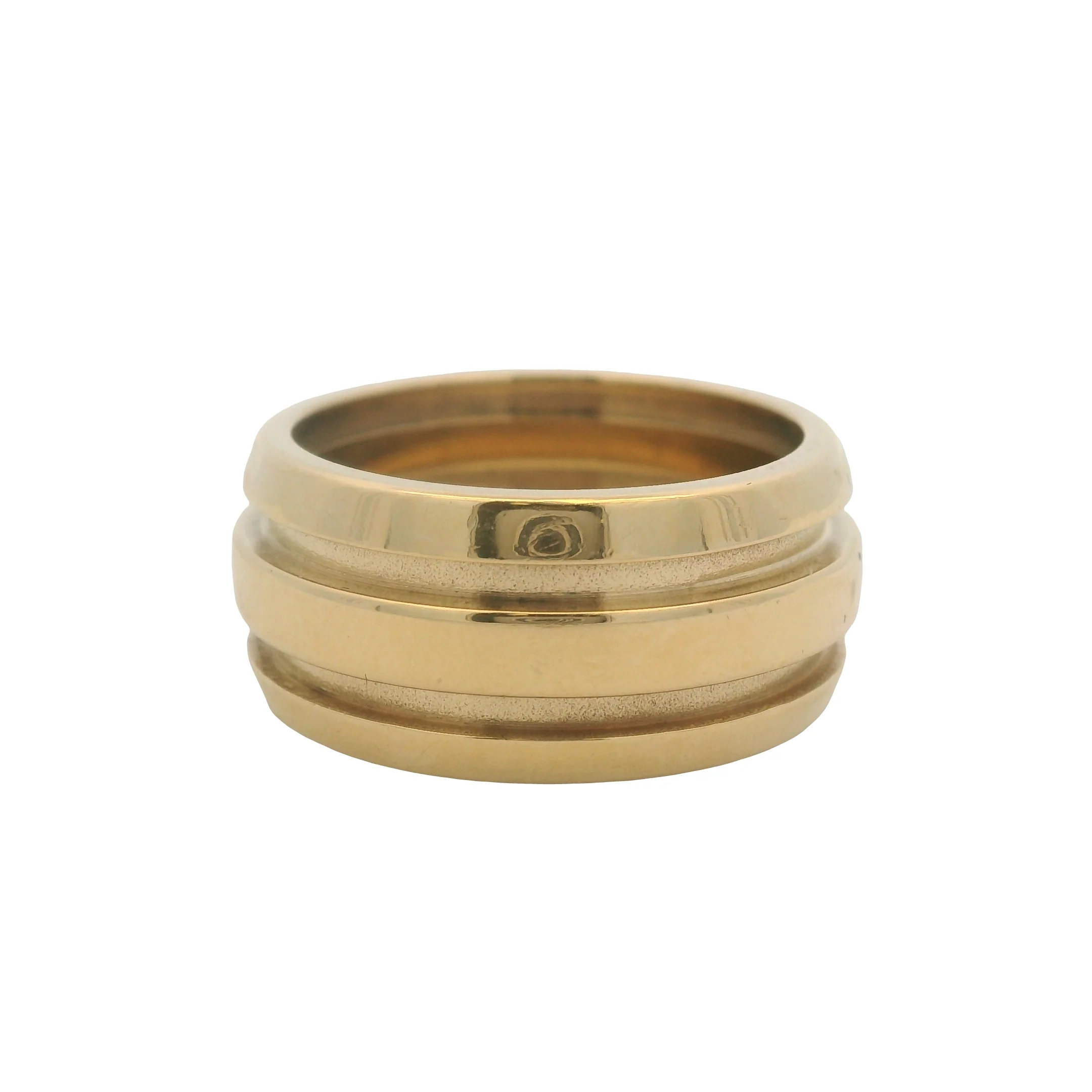 Vintage Tiffany & Co Solid 18kt Yellow Gold Double Grooved Wide Atlas Ring Band Size 6 - Image 2