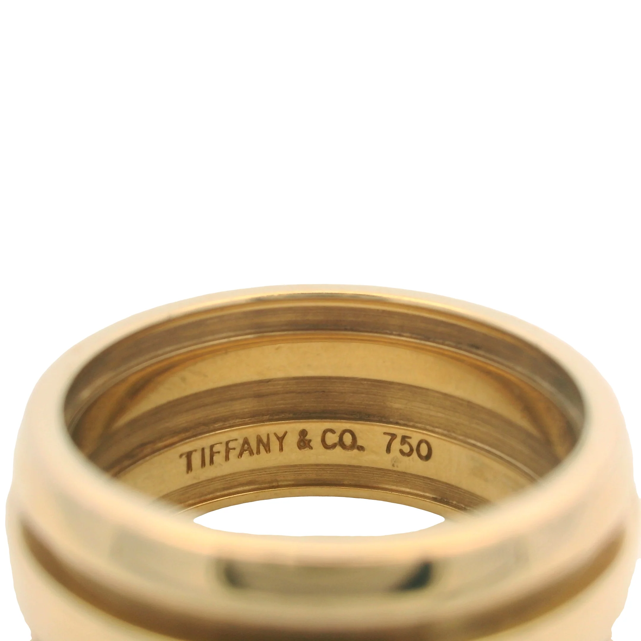 Vintage Tiffany & Co Solid 18kt Yellow Gold Double Grooved Wide Atlas Ring Band Size 6 - Image 5